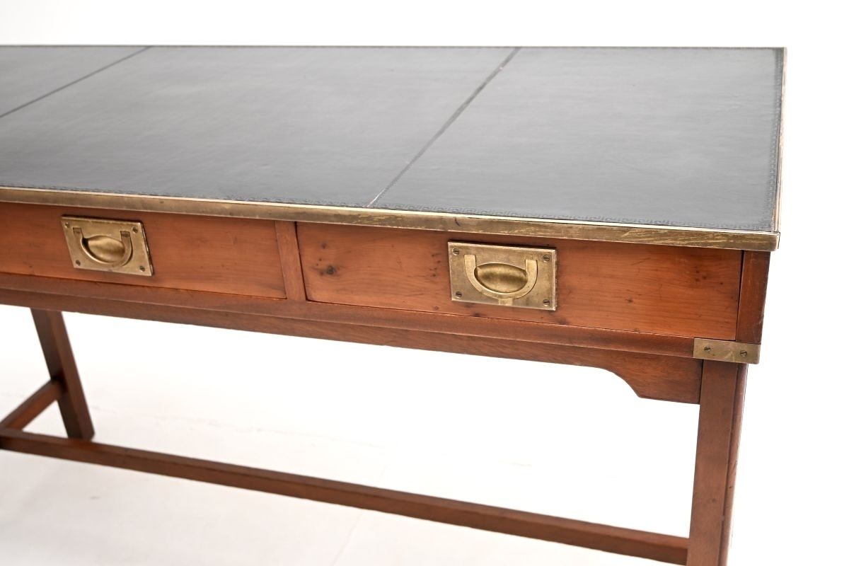 Antique Military Campaign Style Desk In Yew Wood photo Furniture
