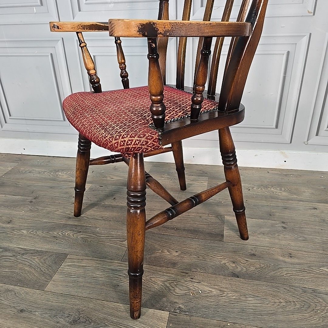 photo vinterior Antique High Back Armchair – Solid Wood Rustic Victorian Chair Farmhouse Country