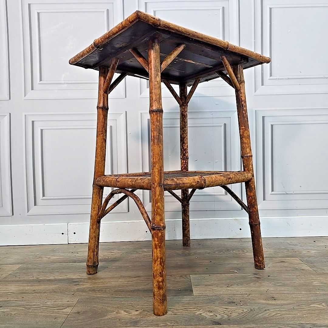 Antique Tiger Bamboo Table Occasional Aesthetic Japanned Victorian Painted photo furniture