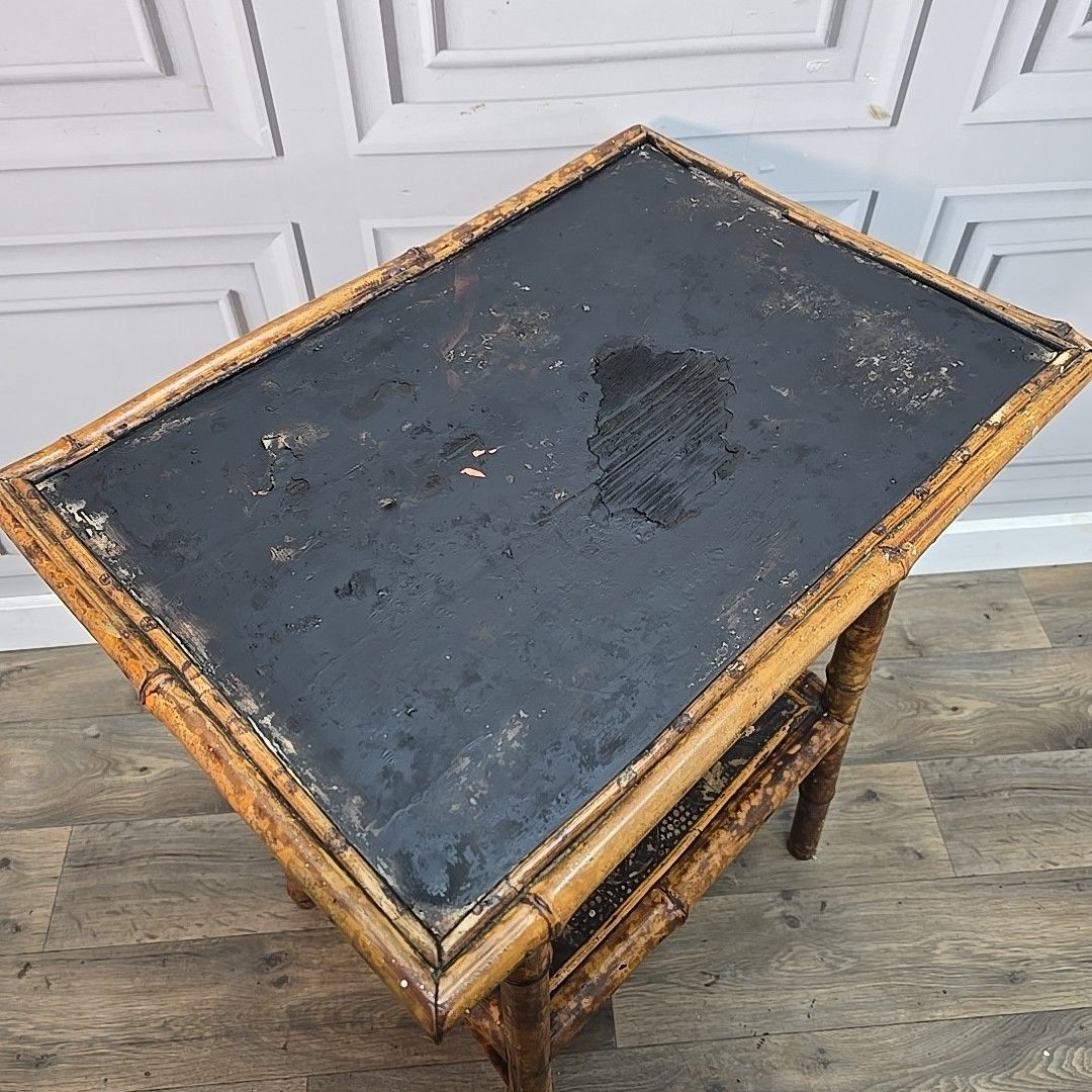 Antique Tiger Bamboo Table Occasional Aesthetic Japanned Victorian Painted photo Furniture