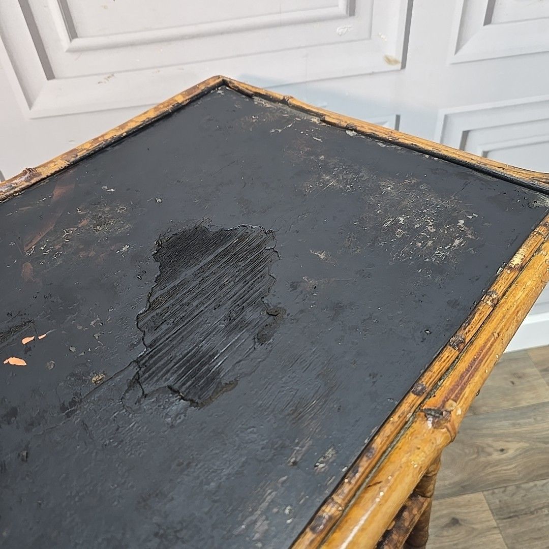 Antique Tiger Bamboo Table Occasional Aesthetic Japanned Victorian Painted photo vinterior