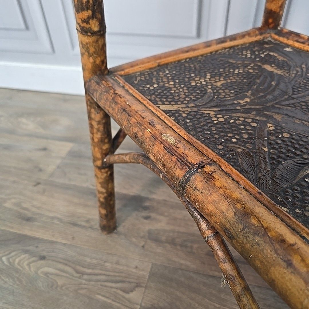 photo buy Antique Tiger Bamboo Table Occasional Aesthetic Japanned Victorian Painted