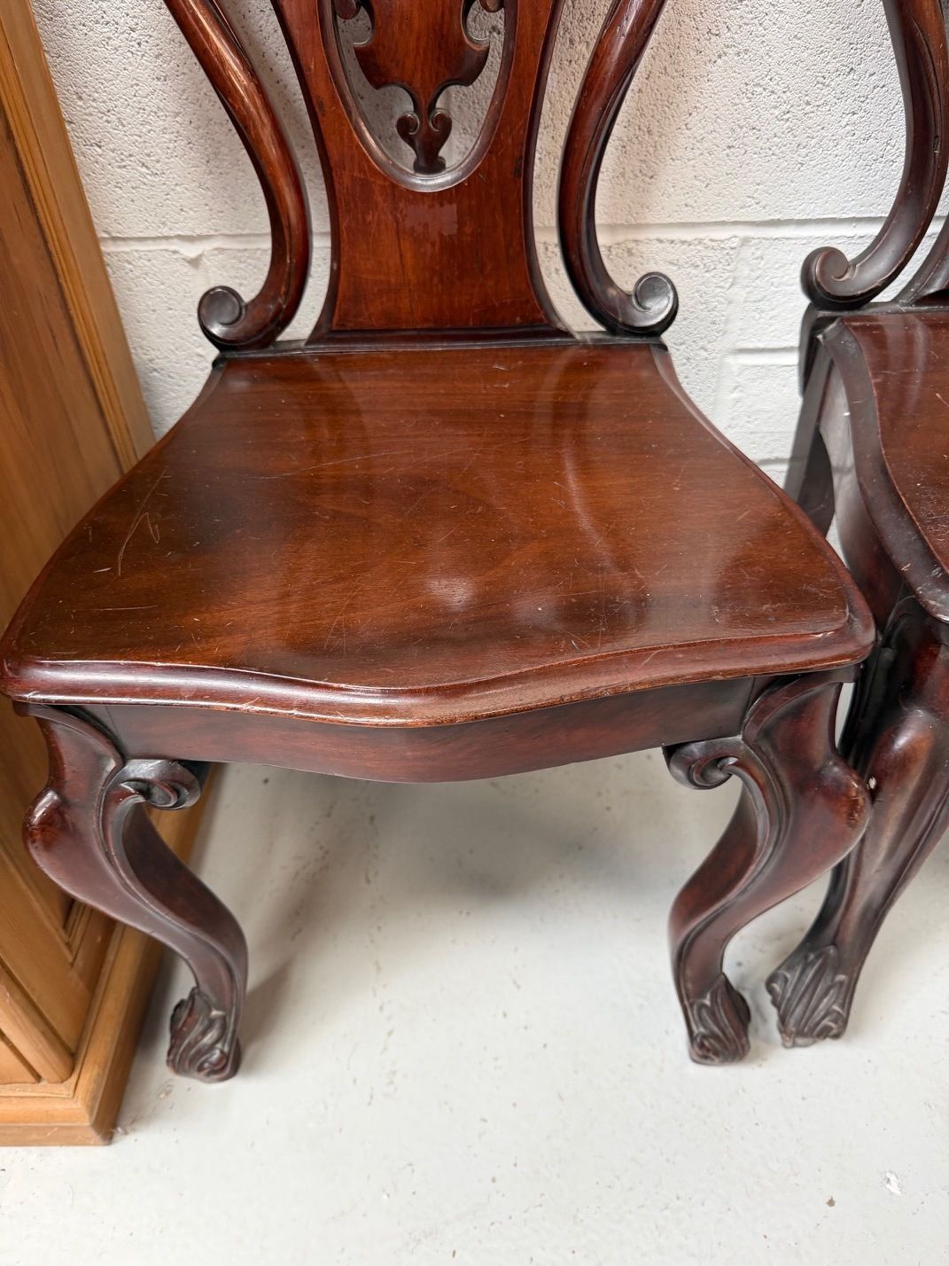 Pair Of Antique Mahogany Hall Chairs photo 175.0