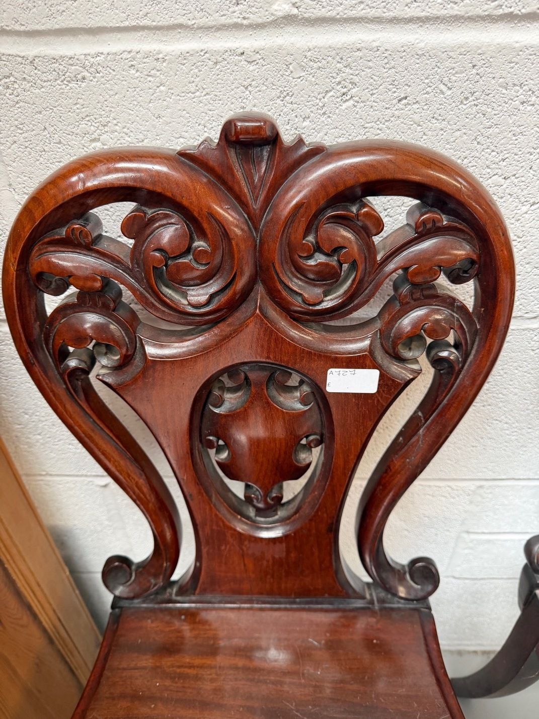 175.0 Pair Of Antique Mahogany Hall Chairs photo