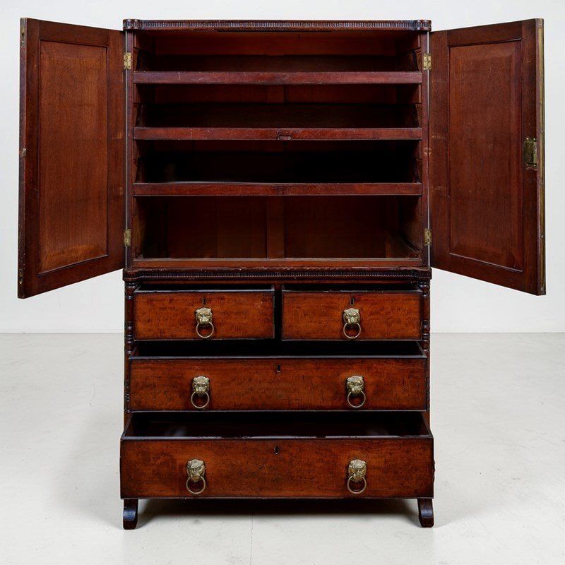 A Regency Mahogany Linen Press Of Rare Smaller Proportions photo for sale