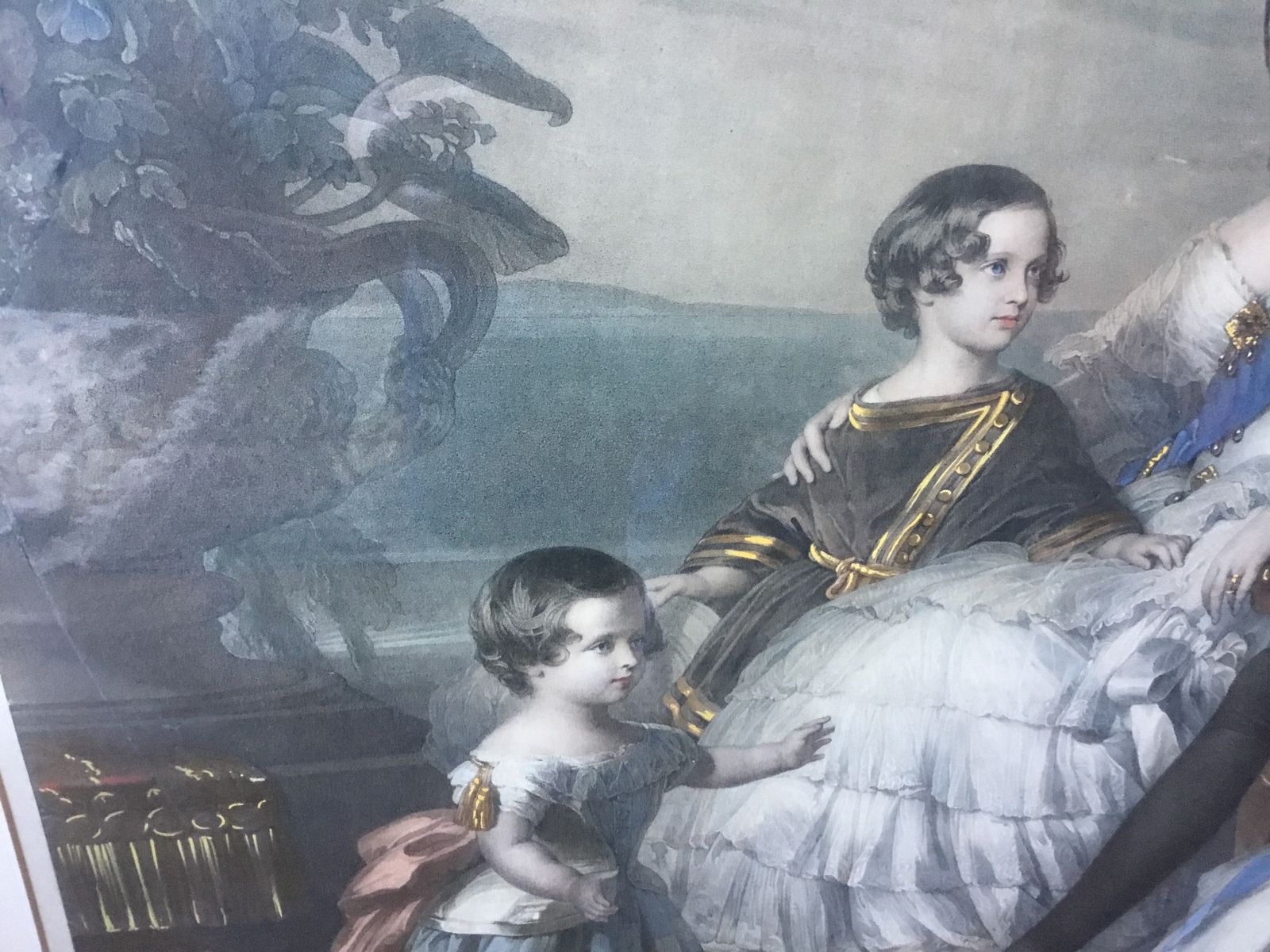 Period C1848 Hand Coloured Print Victoria Albert And Family. Fine Period Frame. photo Art