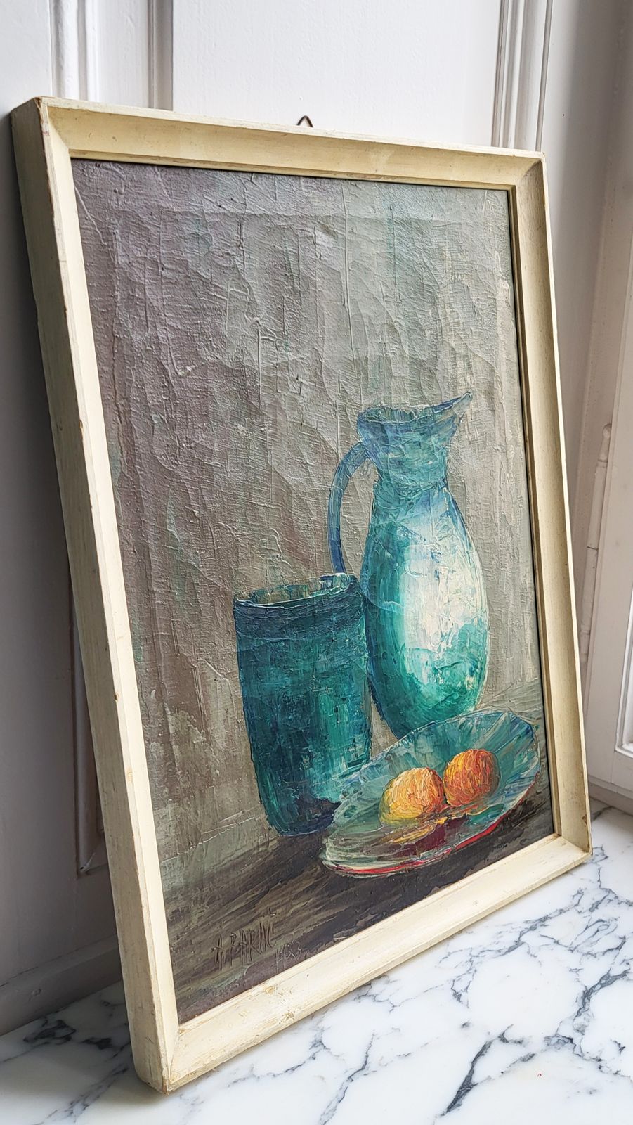 Framed Still Life Painting, Oil On Canvas, Signed, 1983 photo furniture