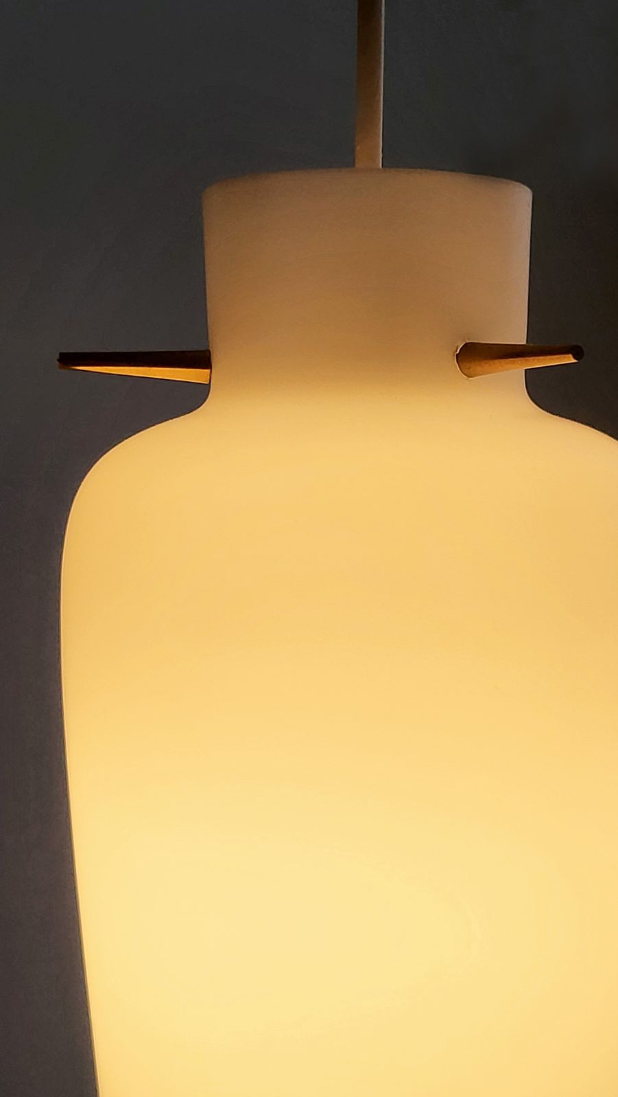 Mid Century Italian Glass & Brass Pendant, 1950s photo Lighting
