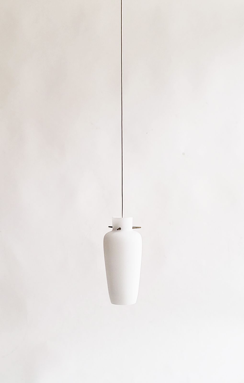 Mid Century Italian Glass & Brass Pendant, 1950s photo 385.0