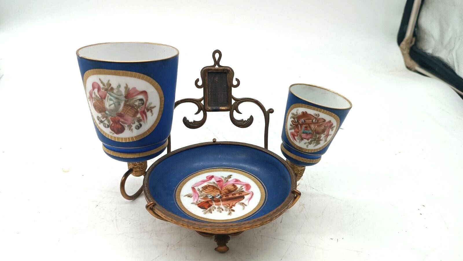 Antique Porcelain Cup Mug Plate Gilded Bronze Paris 19th Century
