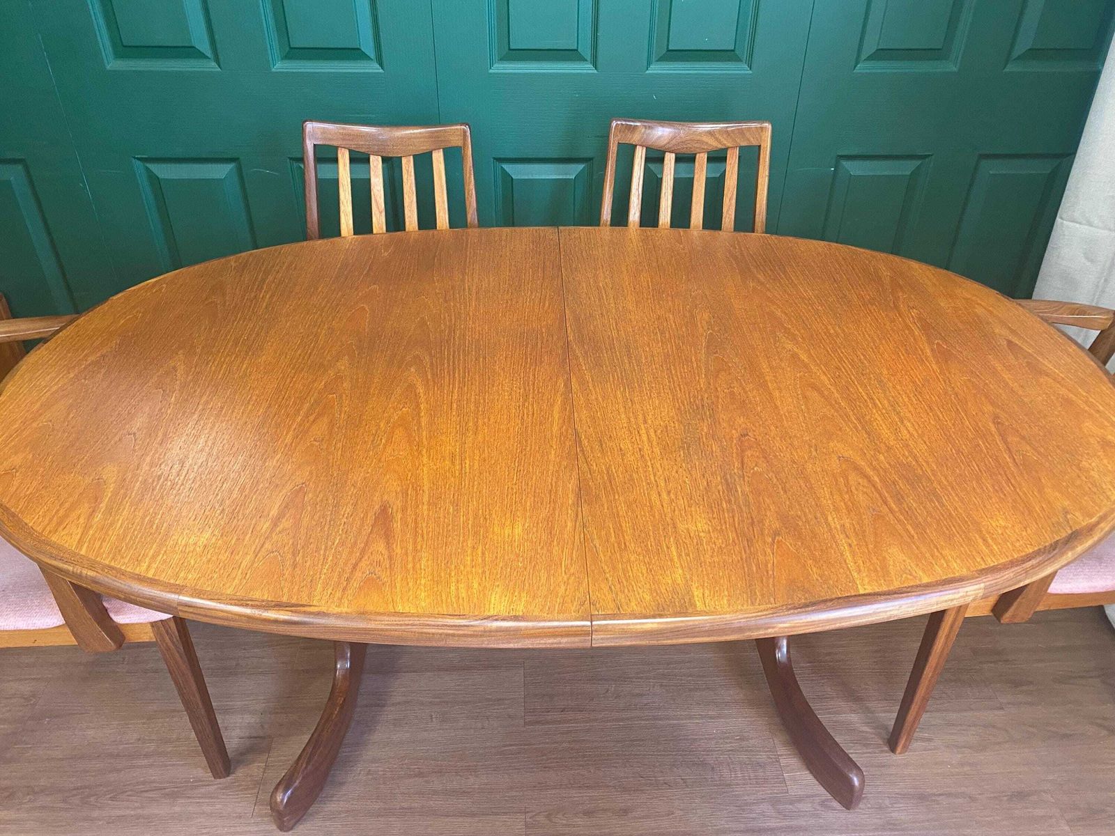 Mid Century Vintage 1960s G Plan Fresco V Wilkins Teak Oval Extending Dining Table And Six Chairs, Two Carvers photo Furniture