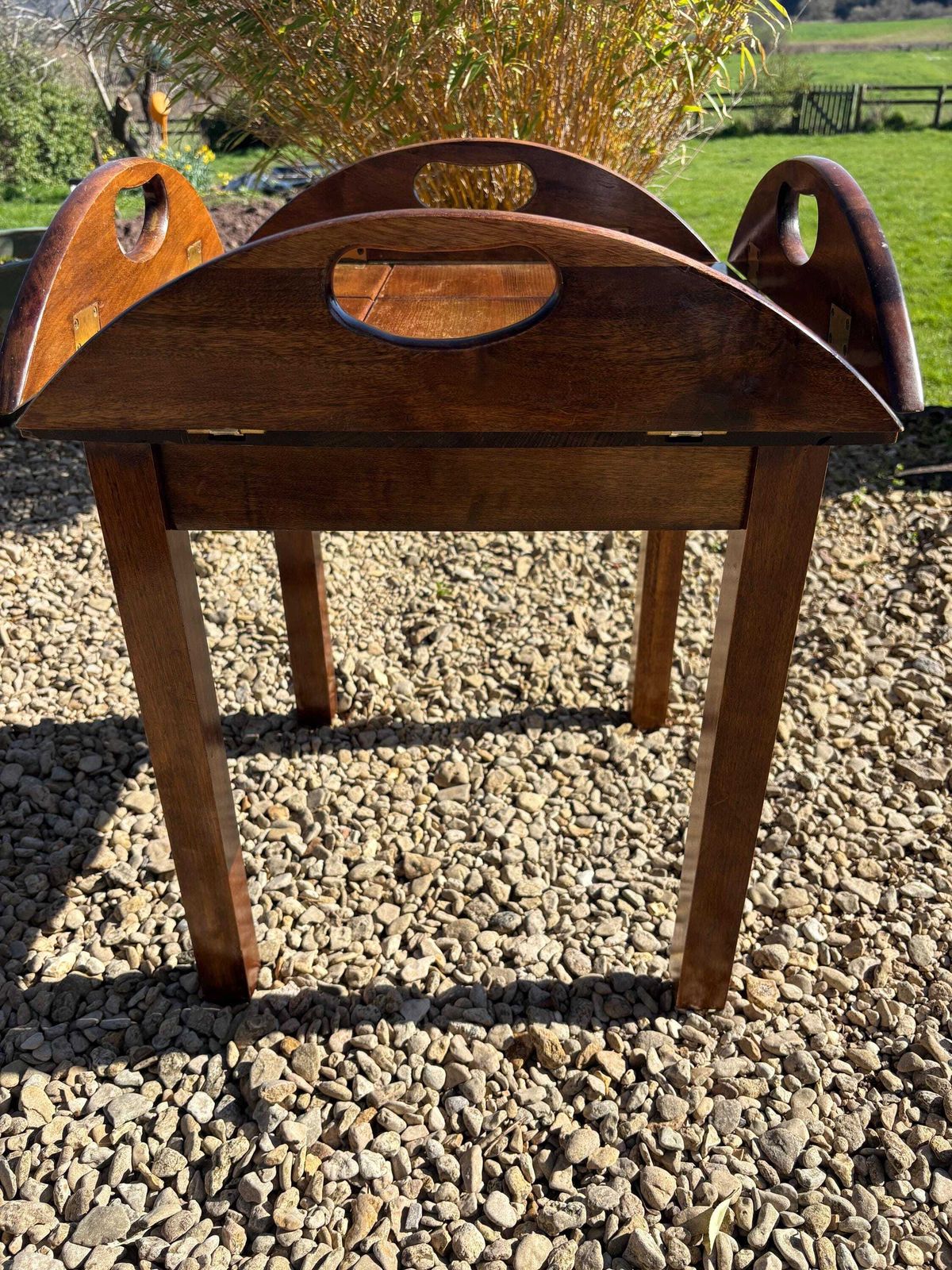 Good Quality Mahogany Butler's Table/ Tray / Brass Hinges Detachable Tray photo vinterior