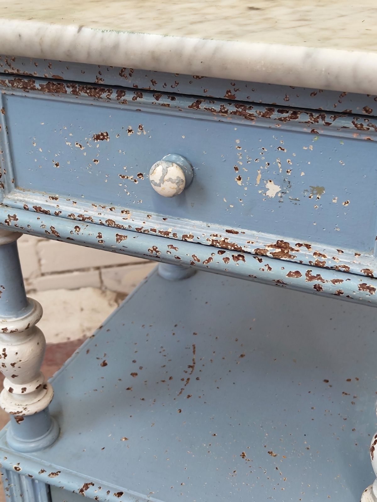 Antique Pair Of Painted Chippy Distressed French Bedside Lamp Tables Cupboards photo buy