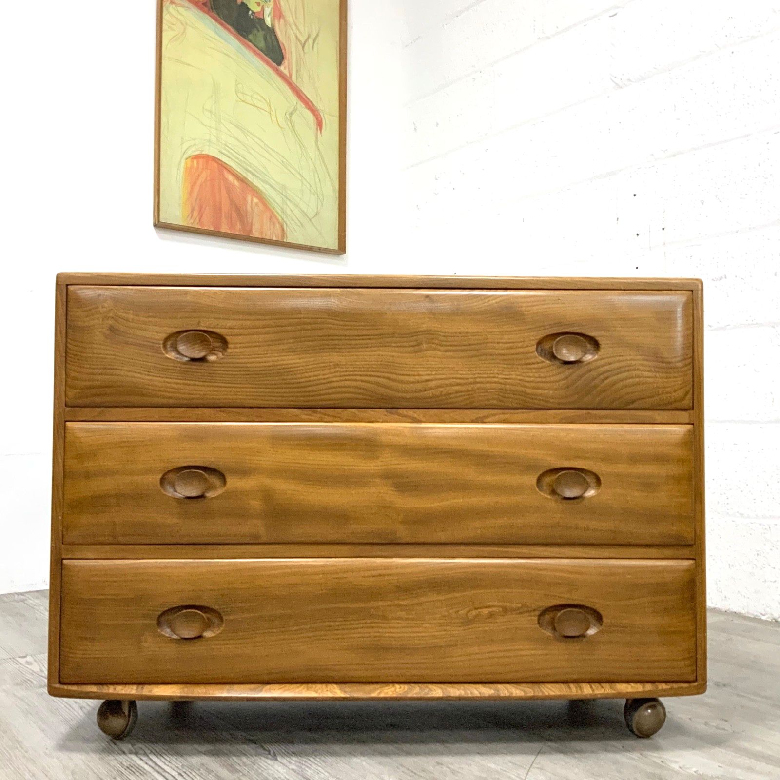 Ercol Blonde Windsor Model 412 Chest Of Drawers Solid Elm And Beech C1960s photo furniture