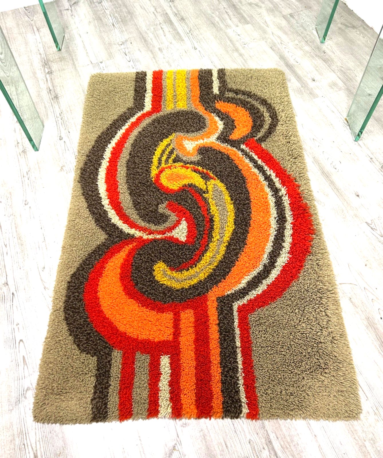 Desso Rug Shag Dralon Wool 60s 70s Vintage Mid Century 145cm X 90cm