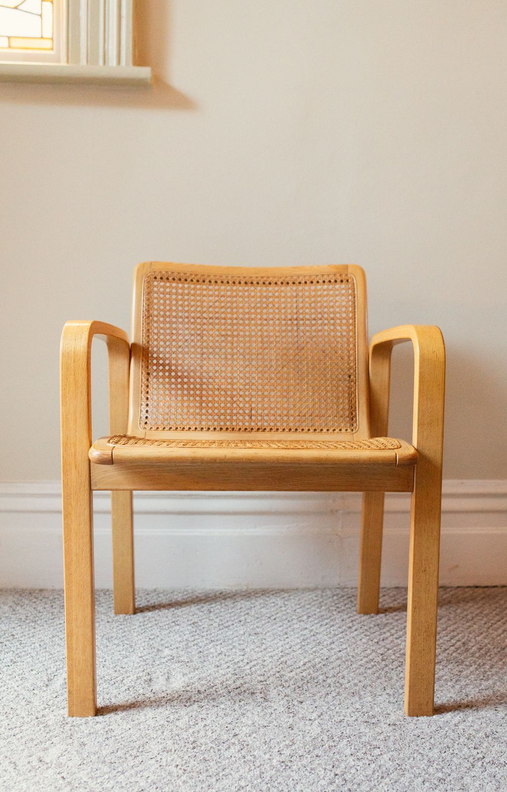 Pair Of Mid Century Beech/Cane Chairs By Olivo Pietro, Italy, 1970’s photo for sale