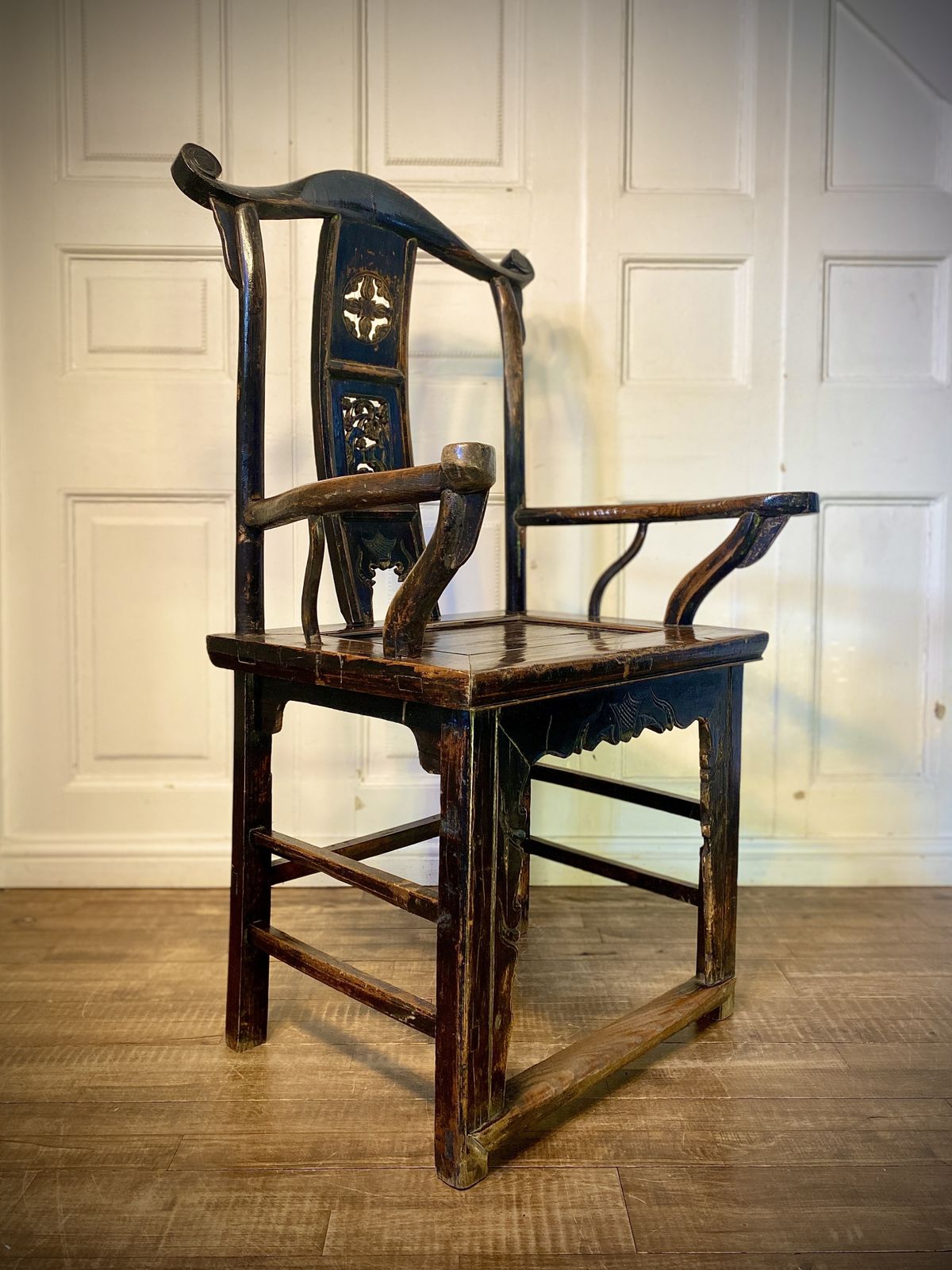 Antique 1800s Chinese Yoke Back Armchair.