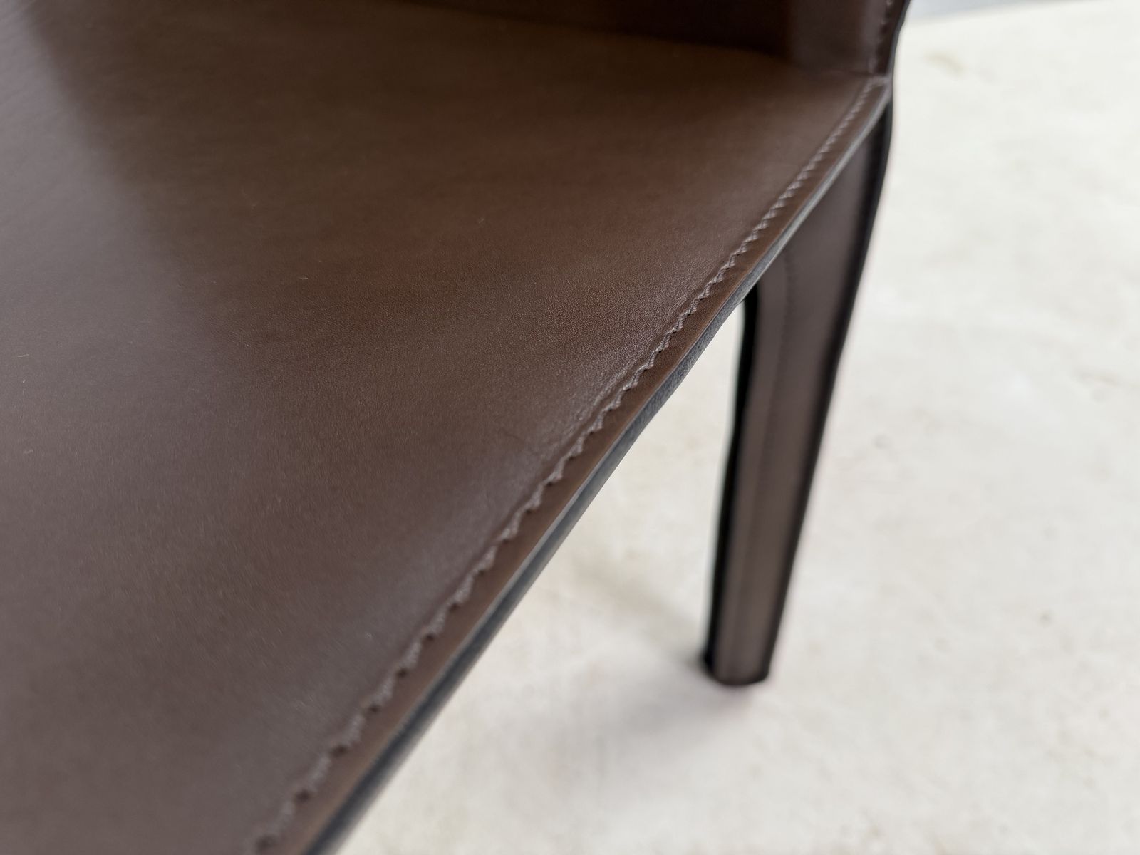 Mario Bellini Cab 412 Chairs For Cassina – Vintage Italian Saddle Brown Leather Dining Chairs – Set Of  10 Ten  Dining Chair photo furniture
