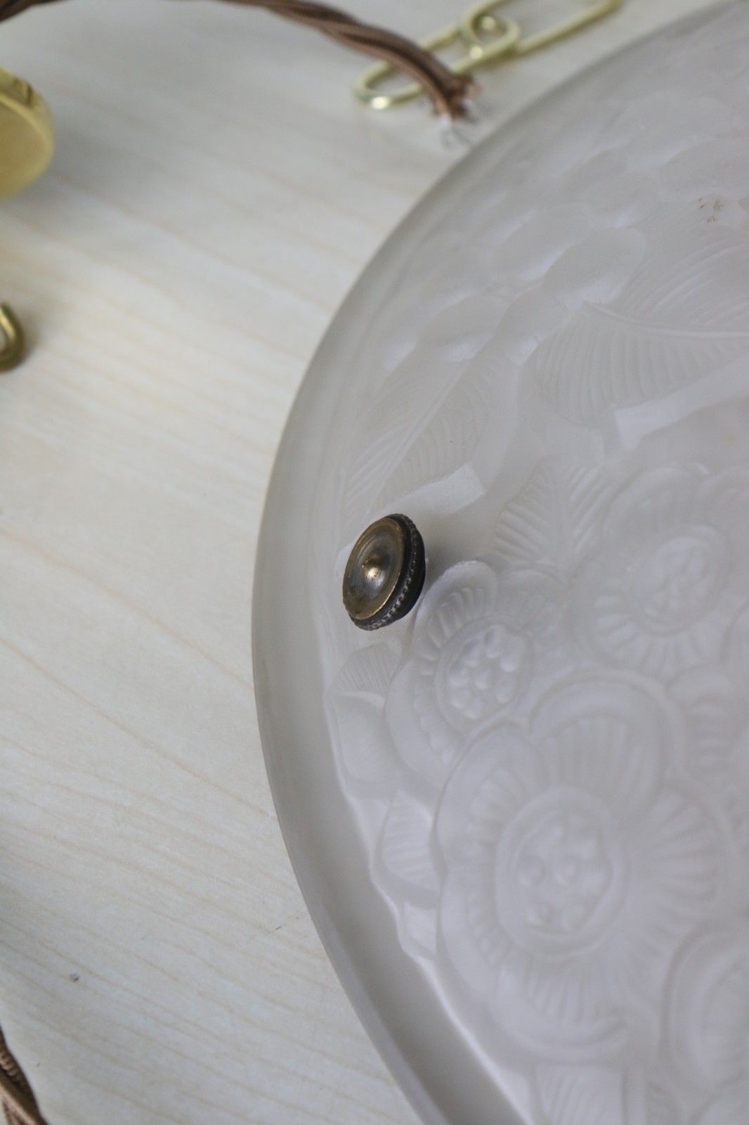 183.0 Ceiling Light Antique French Plaffonier M. Model Verdun Art Deco Frosted Glass photo
