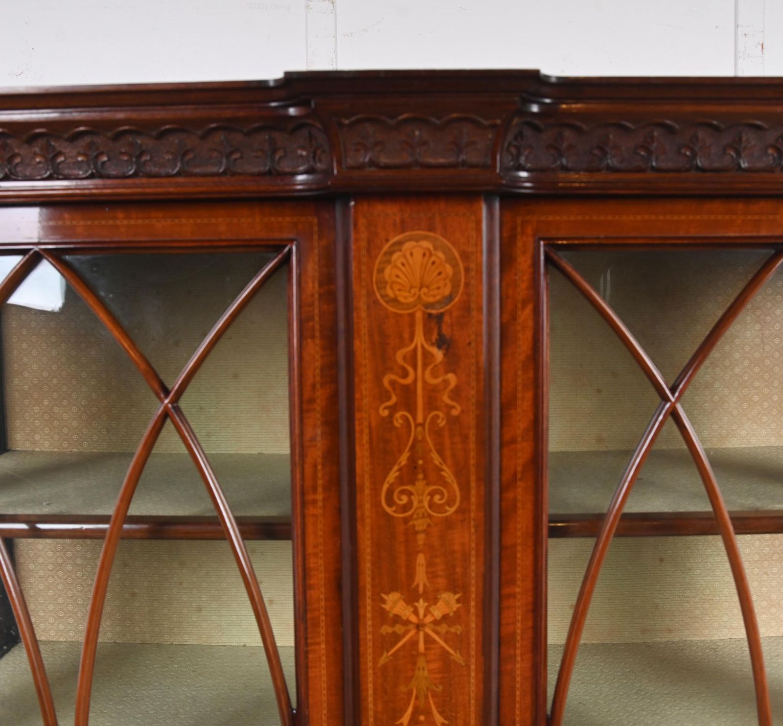 photo furniture Edwardian Inlaid Mahogany Display Cabinet Glazed Doors Sheraton Revival