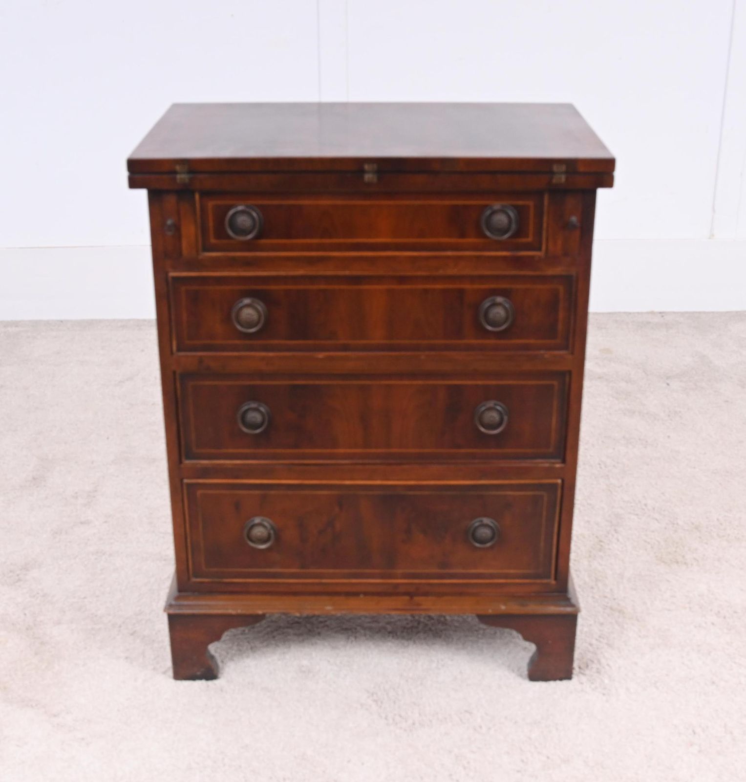 Yew Bachelors Chest Drawers Flip Top Georgian Revival photo furniture