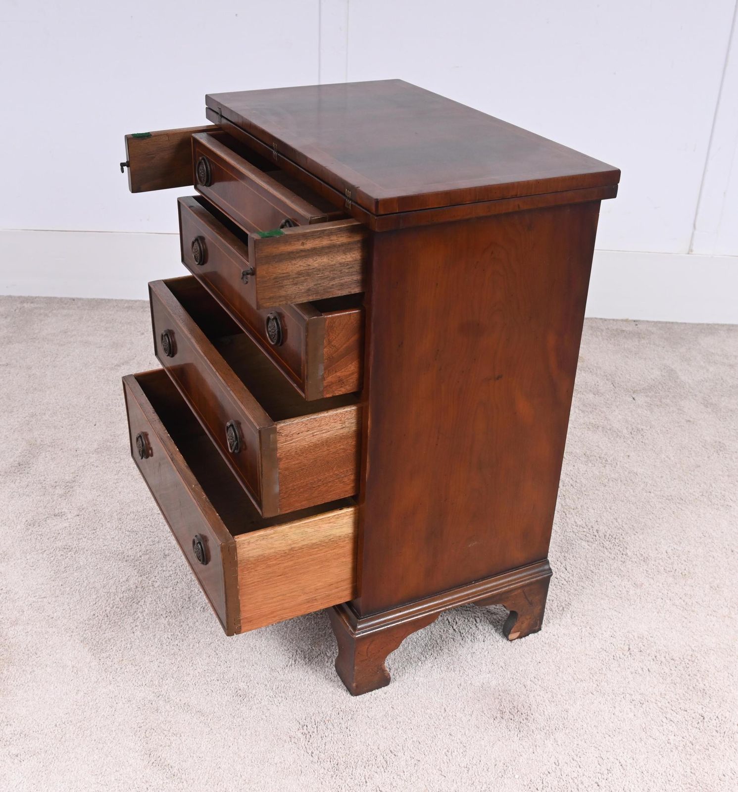 Yew Bachelors Chest Drawers Flip Top Georgian Revival photo for sale