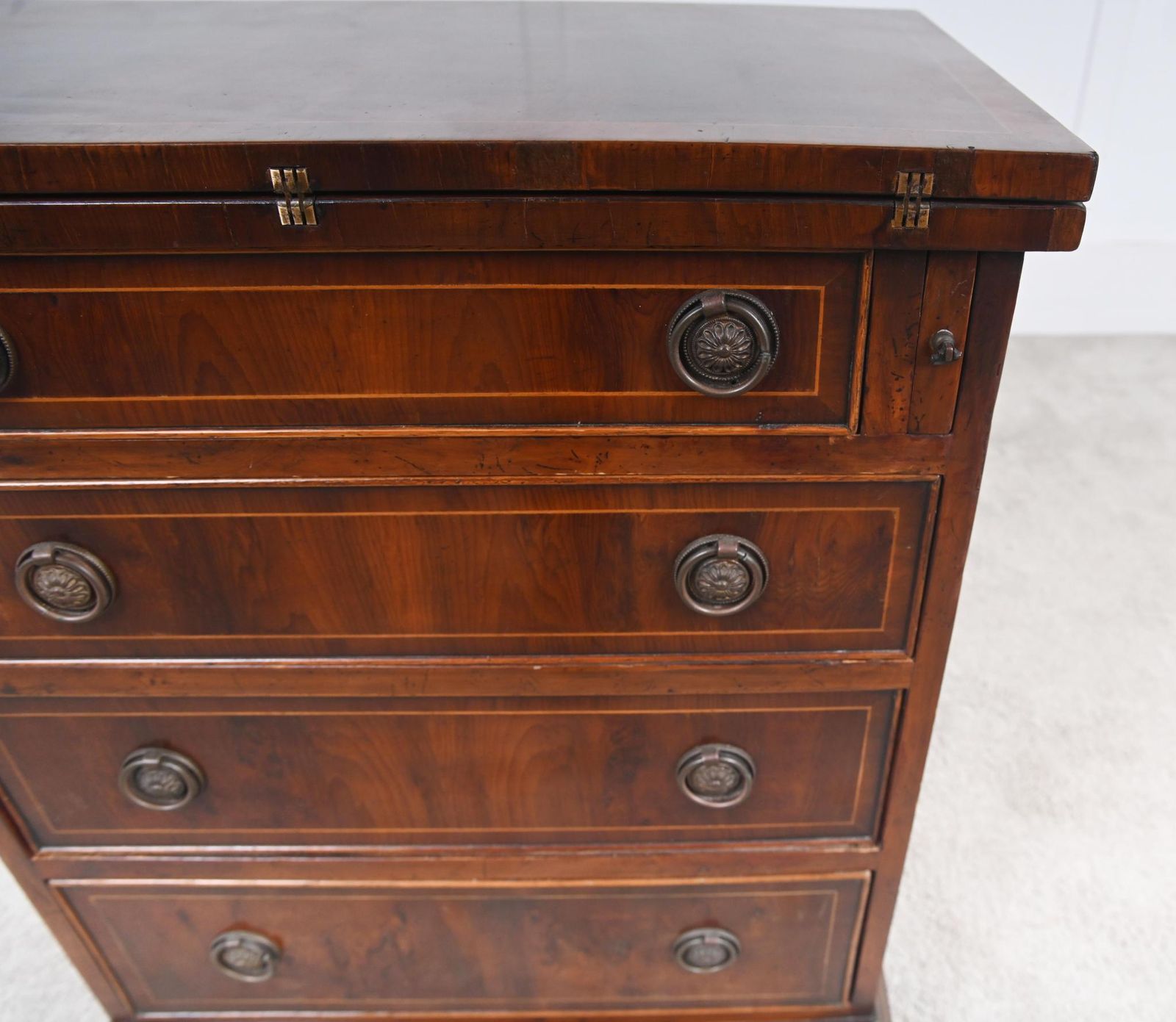 Yew Bachelors Chest Drawers Flip Top Georgian Revival photo Furniture