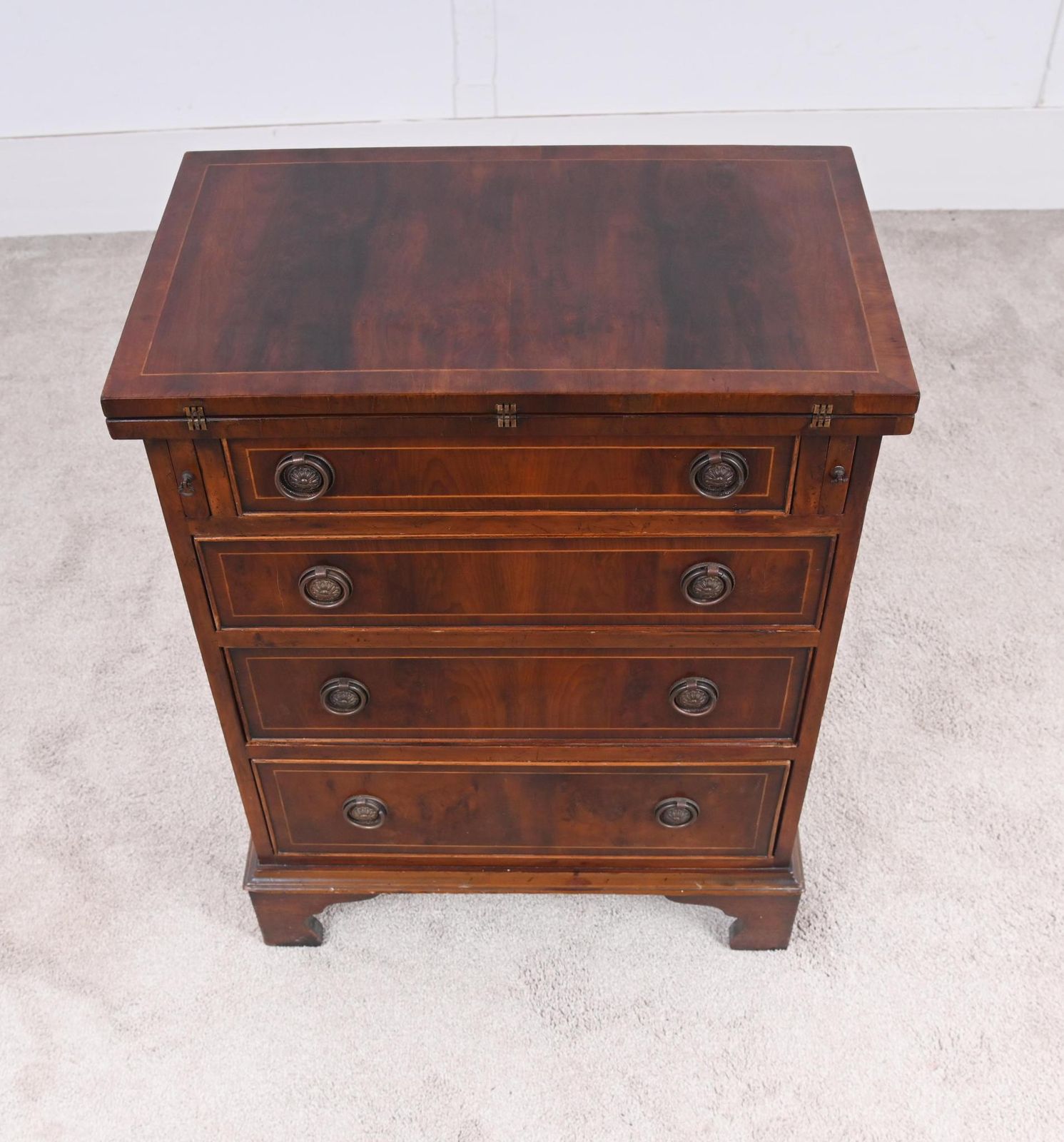 photo for sale Yew Bachelors Chest Drawers Flip Top Georgian Revival