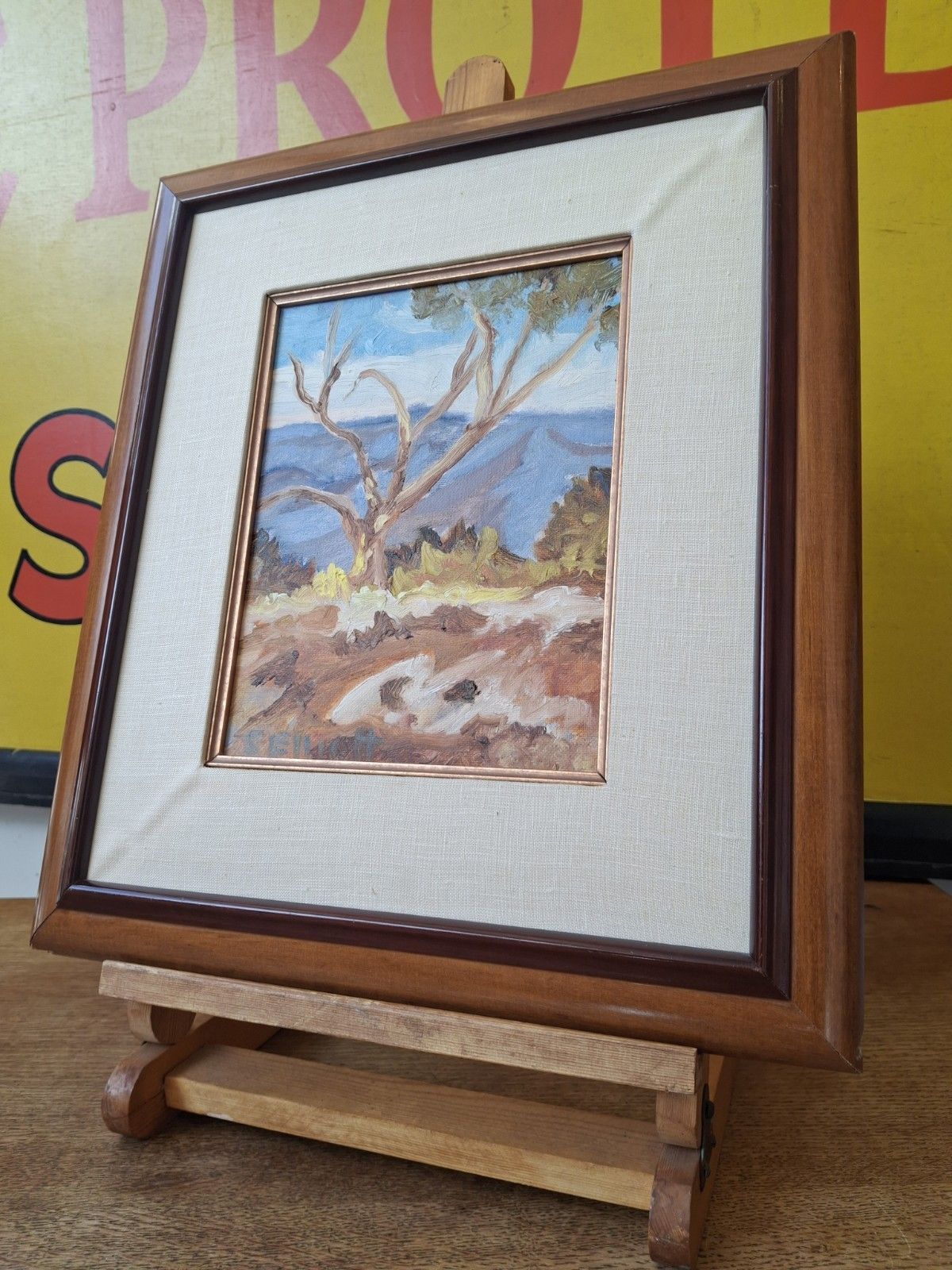 Mid 20th Century Framed Oil On Board Impressionist Landscape Painting photo furniture