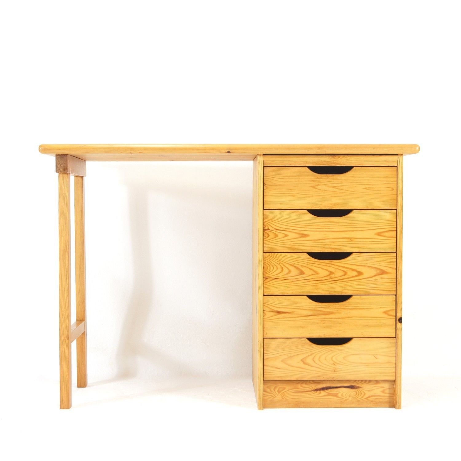 Retro Vintage Danish Pine Single Pedestal Writing Office Desk Mid Century 1990s