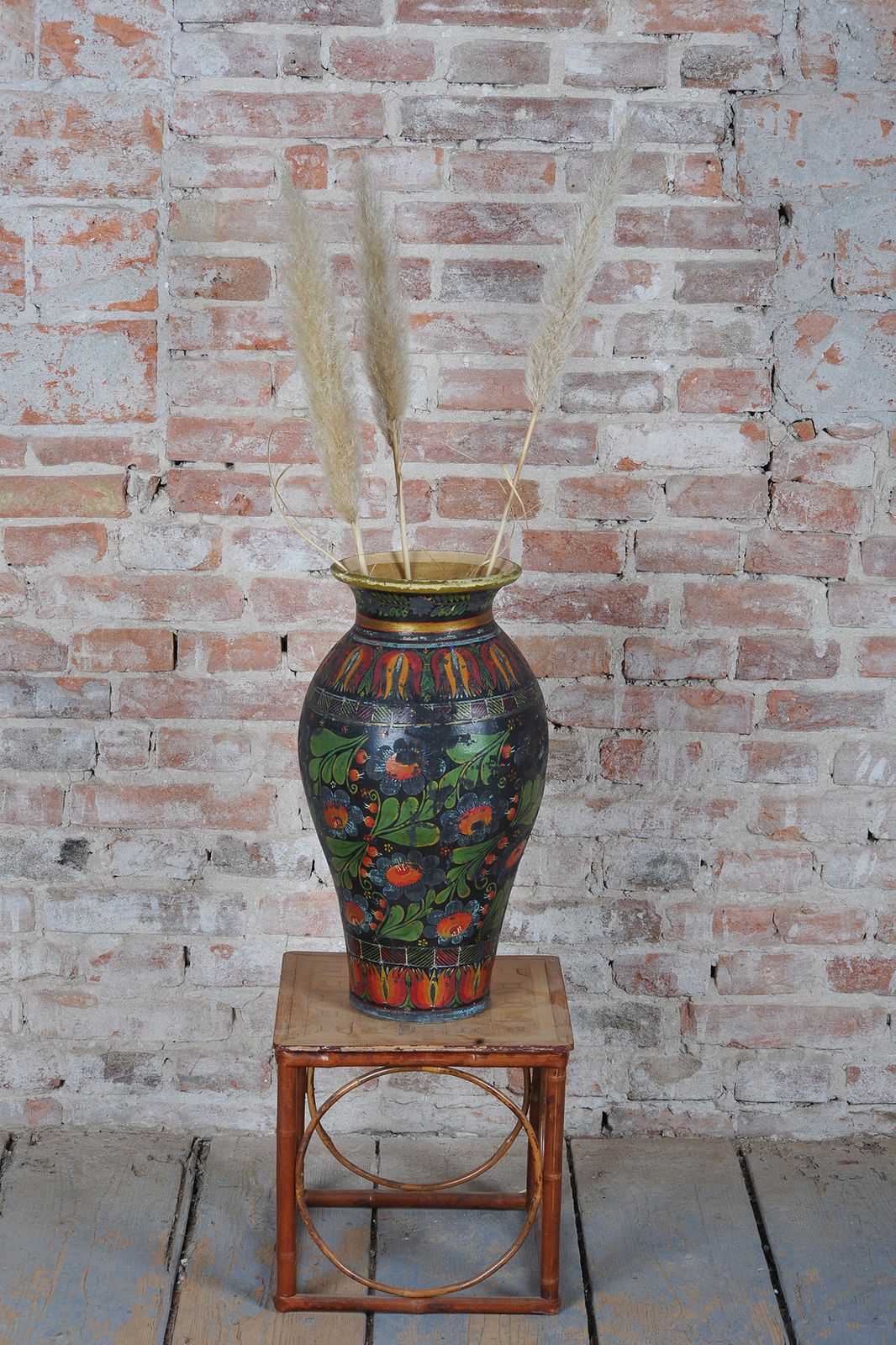 Original Art Deco Vase With Folk Motifs, Ceramics, Well Preserved, Czech, 1920s photo vinterior