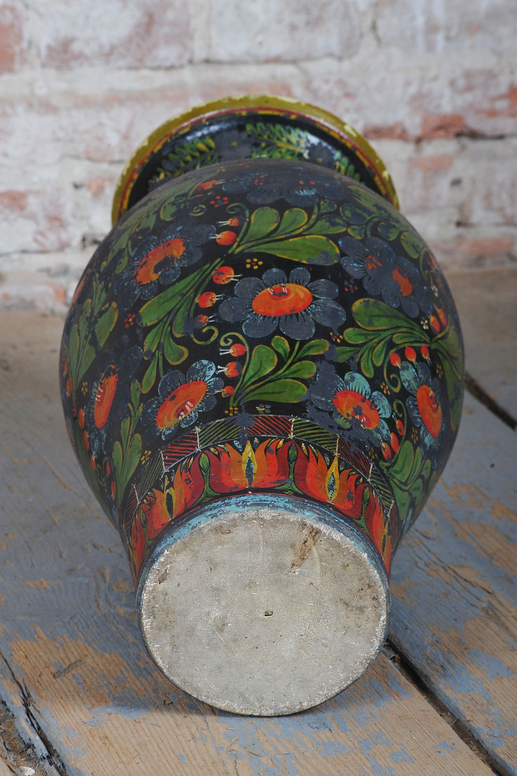 Original Art Deco Vase With Folk Motifs, Ceramics, Well Preserved, Czech, 1920s photo vintage