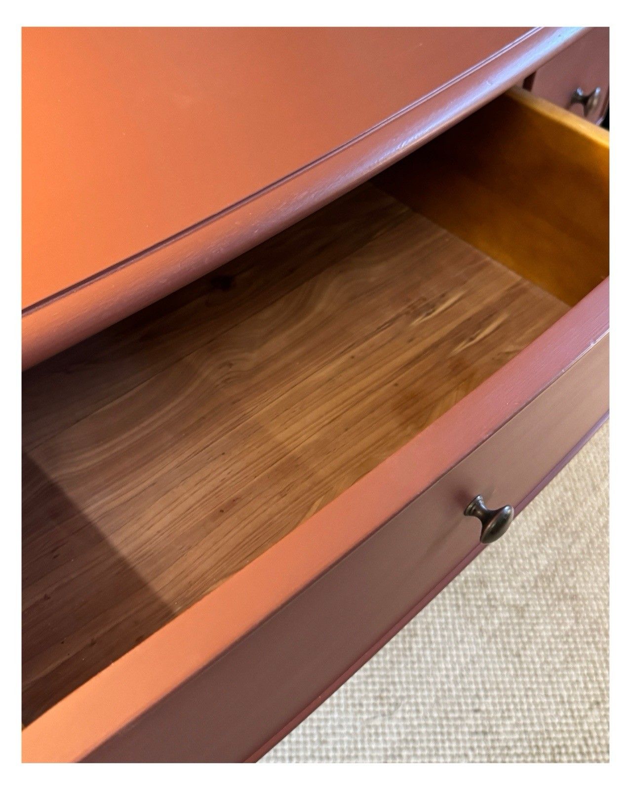 Hall Console Or Bookshelf With Drawers In Etruscan Red By Farrow And Ball photo 325.0
