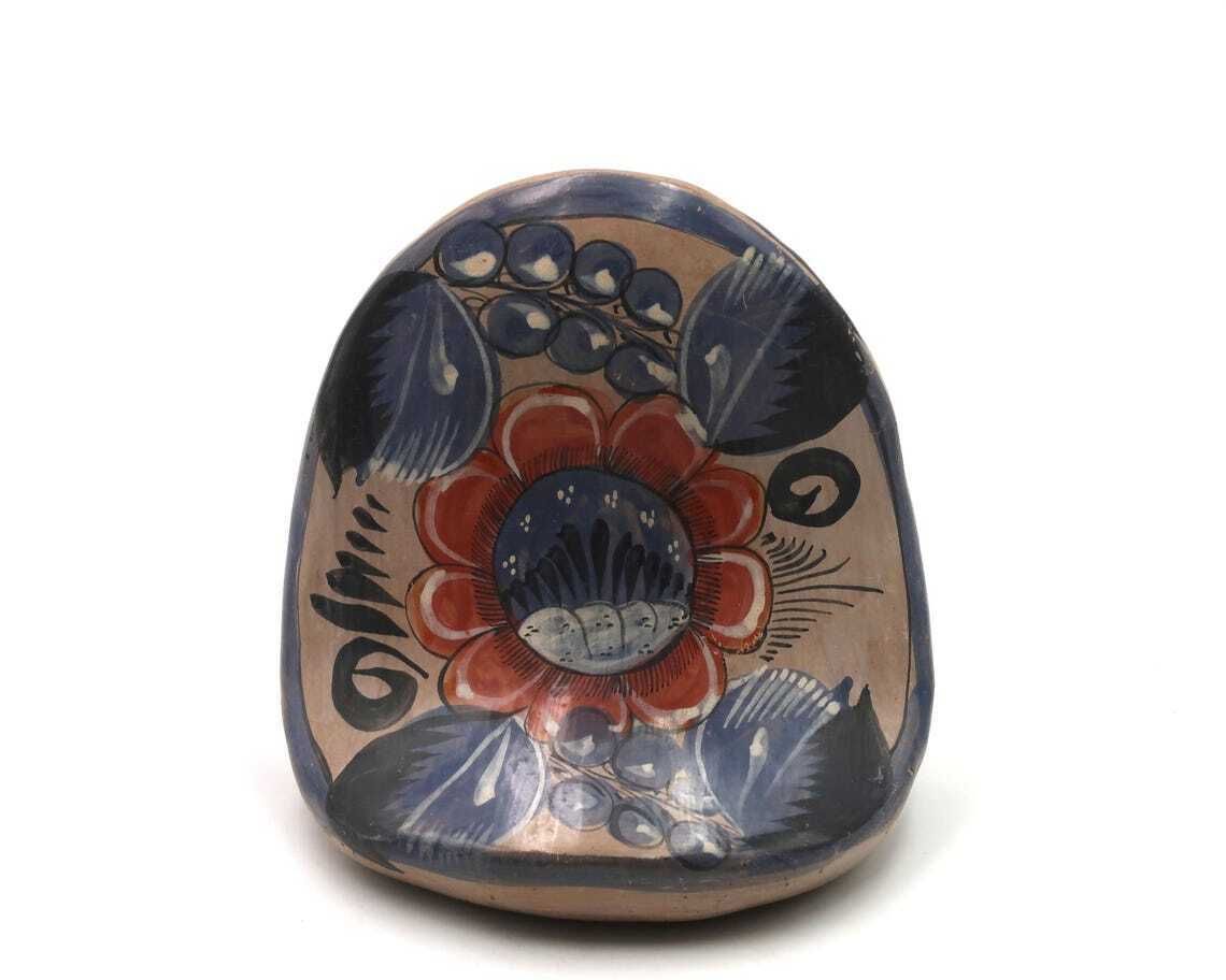 Mexican Terracotta Ceramic Owl Sculpture Floral Decor Mexico 1970s / Home Decor Art Boho Chic Mexico Pottery Folk Terracotta photo for sale