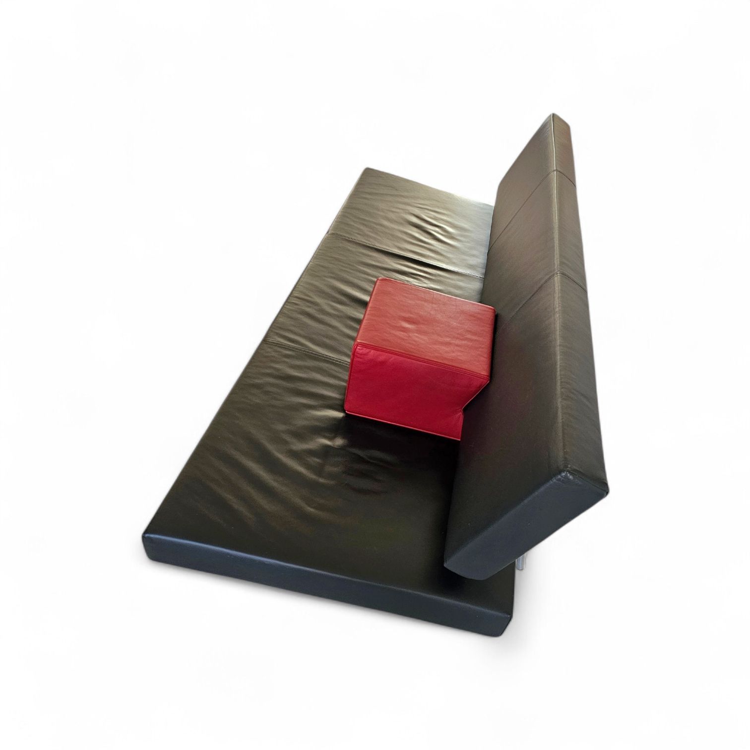 Martin Visser Br 02.7 / Sofa Bed / ‘T Spectrum / 1980s / Black Leather / Red Cushion photo furniture