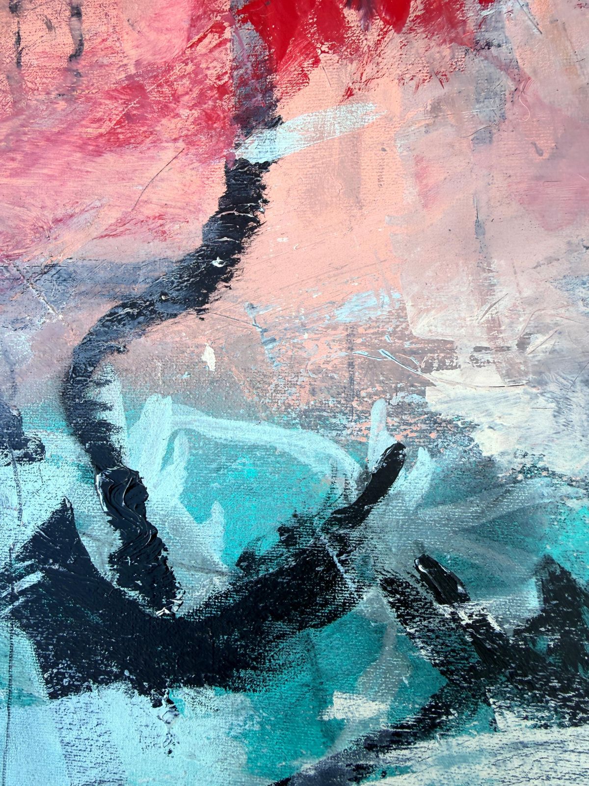 Nerea Caos Abstract Abstract Female Figure, Expressionist Gestural Acrylic On Canvas 2025 photo Art