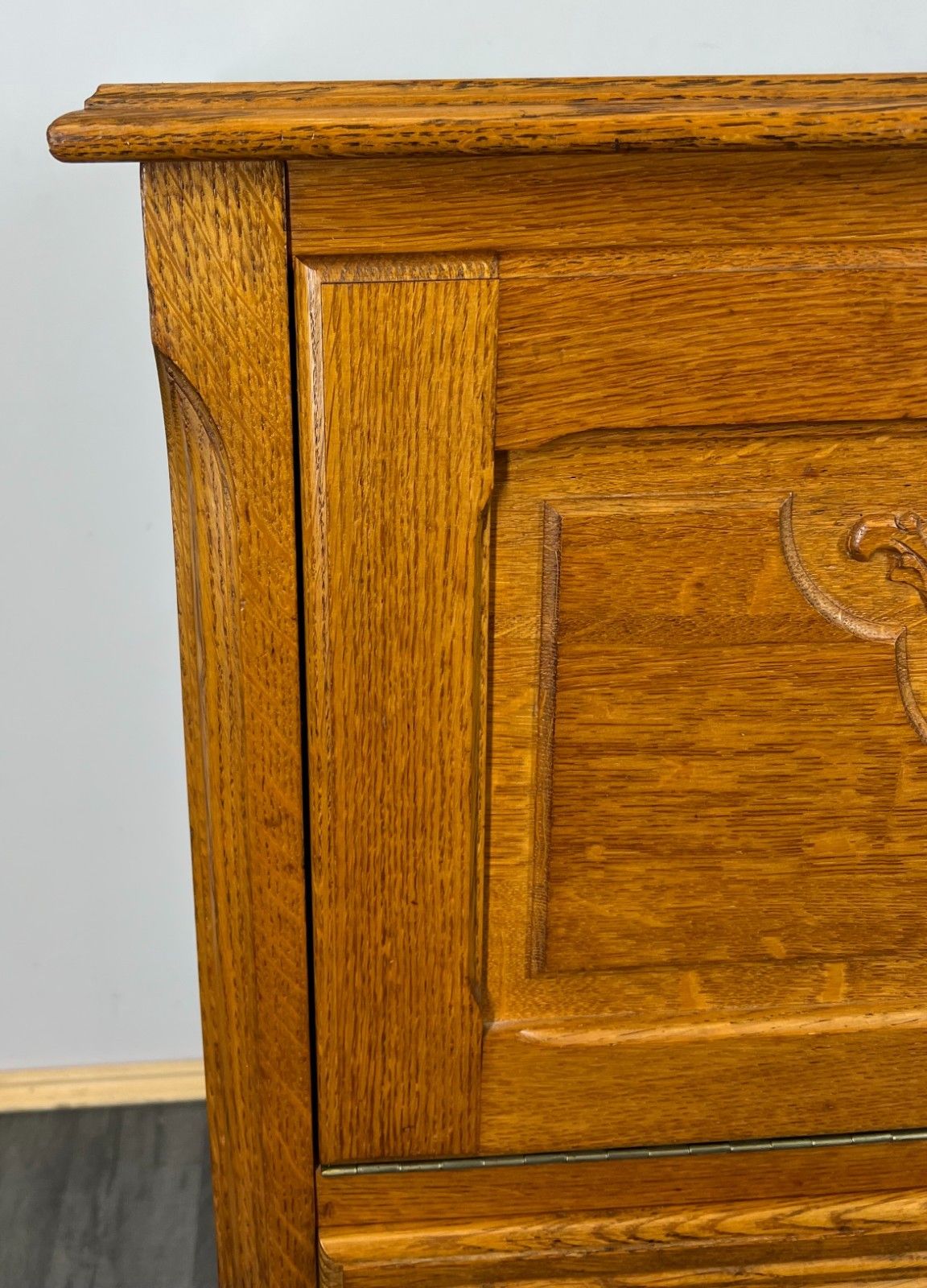 Cabinet Vintage French Louis XIV Style Drop Front Oak Carved Sideboard Lot 1812 photo for sale