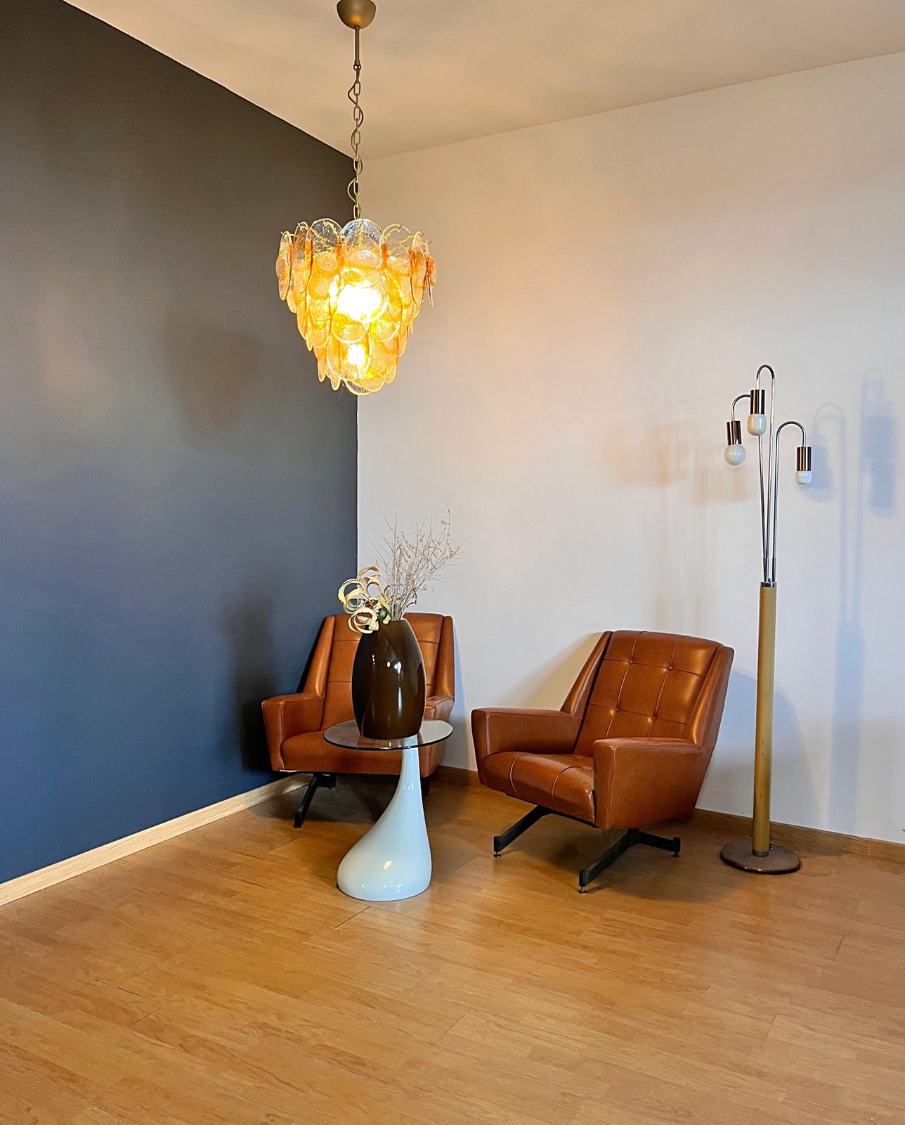 photo furniture Murano Chandelier By Mazzega   41 Clear And  Amber Glasses