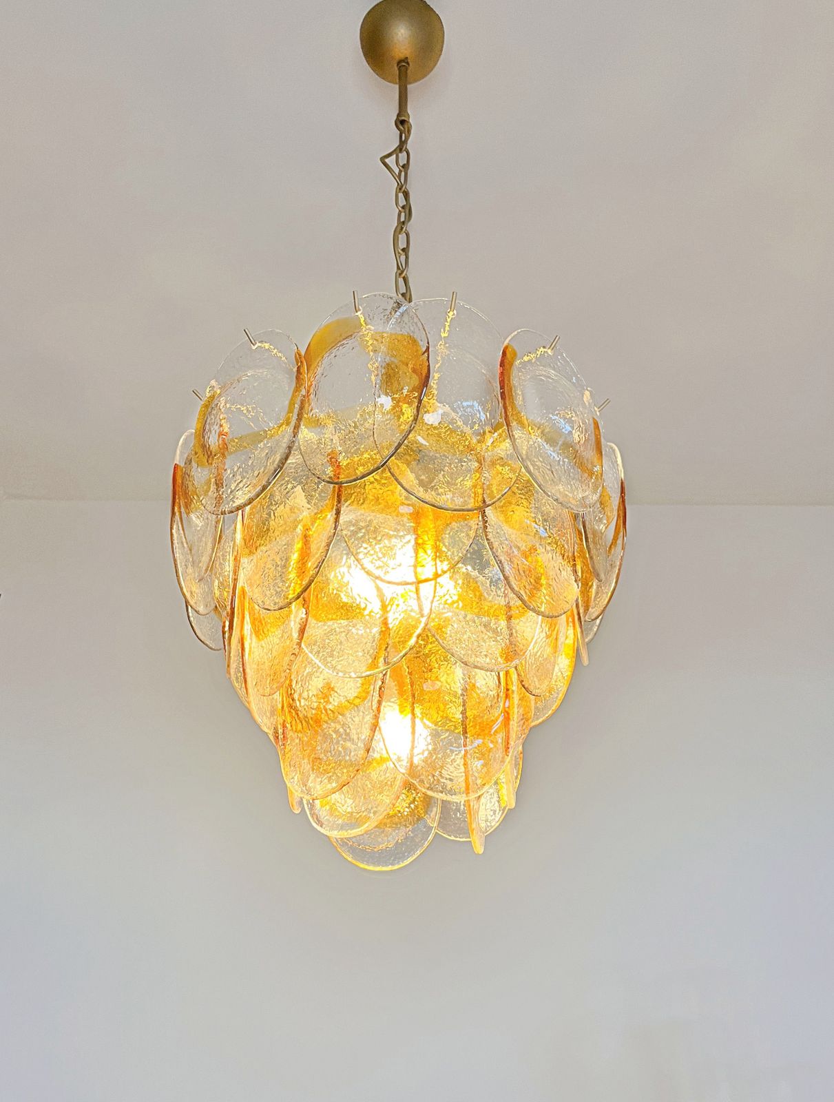 photo buy Murano Chandelier By Mazzega   41 Clear And  Amber Glasses