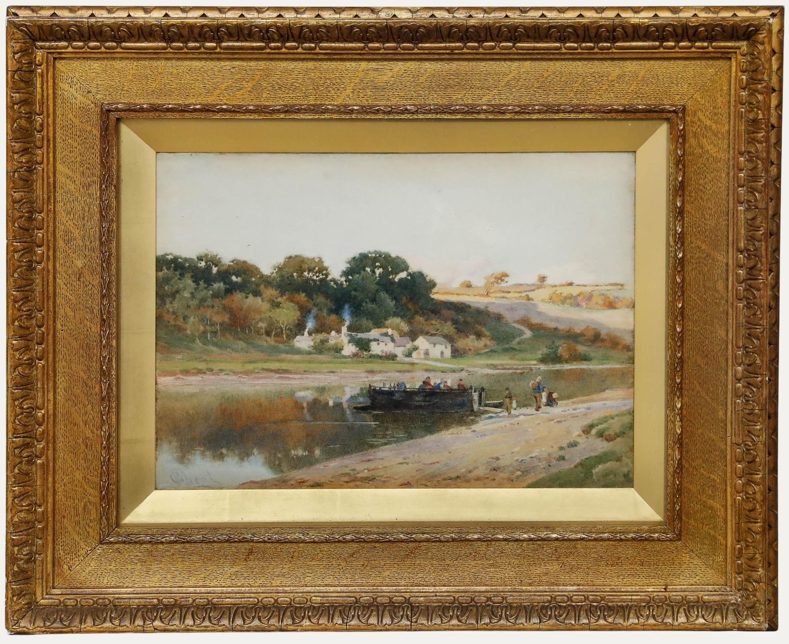 Peter Ghent (1856 1911) Framed Watercolour, Tal Y Cafn Ferry
