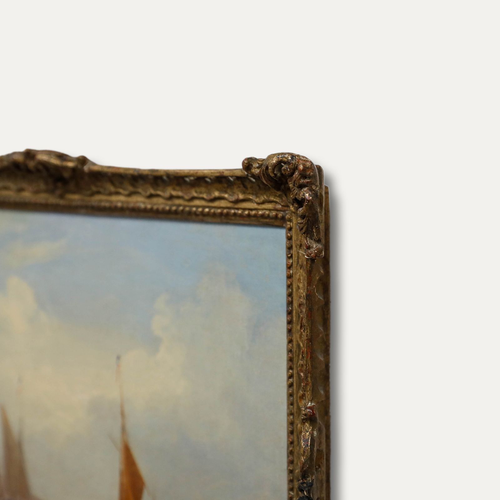 Framed 19th Century Oil A Busy Dutch Port photo vinterior