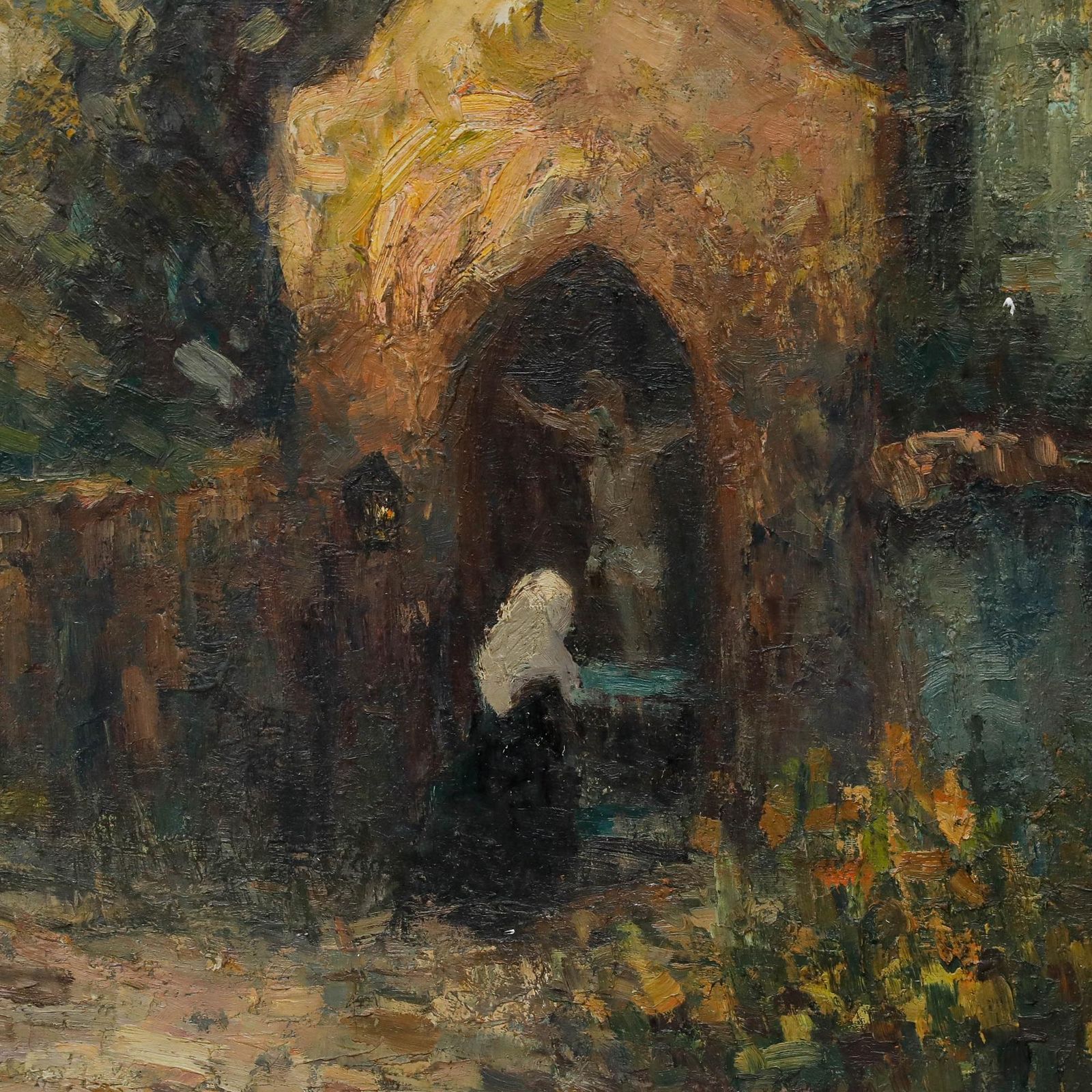 Robert Moens (1908 1977) Mid 20th Century Oil, Nuns At The Shrine photo Art