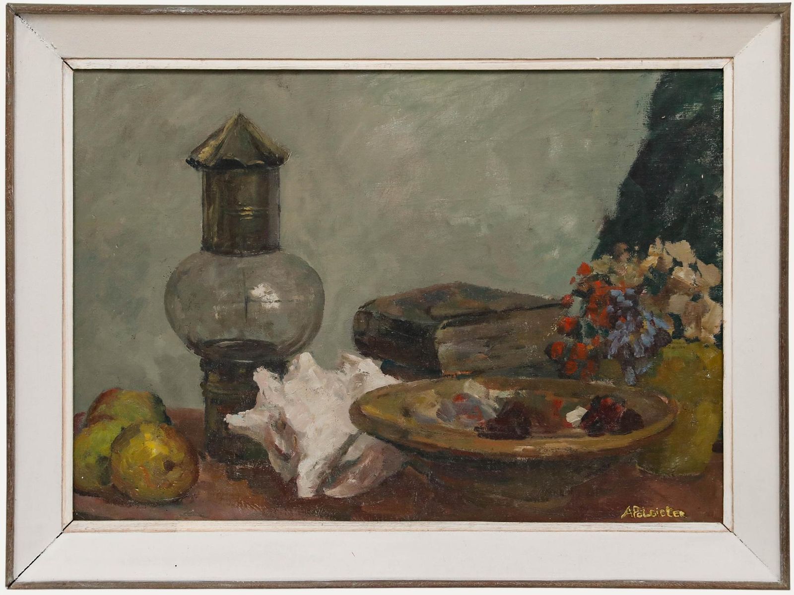 Adam Potgieter (1899 1982) Mid 20th Century Oil, Still Life With Lamp