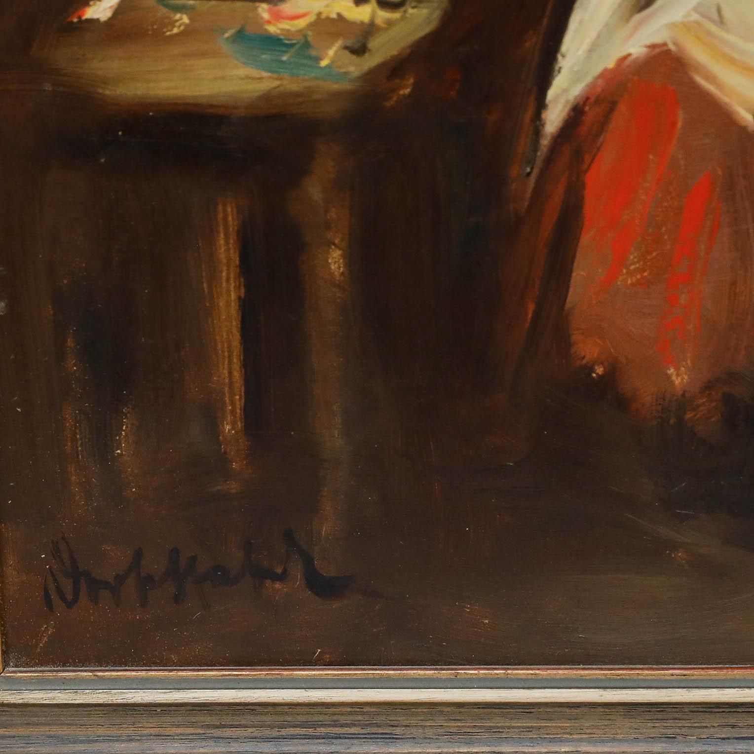 Georg Albert Dorschefeldt (1898 1979) Framed Oil, Mending Clothes photo buy