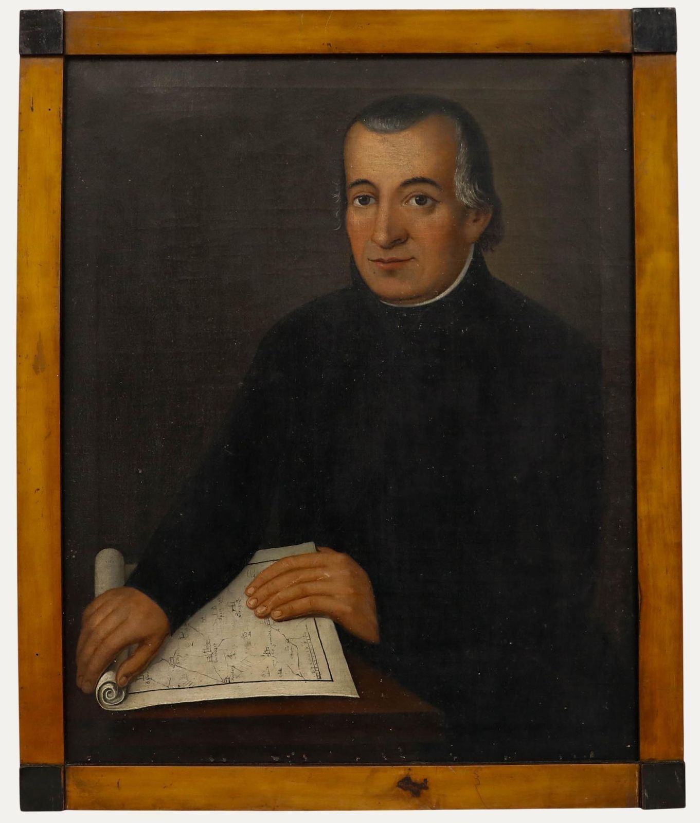 Fine Continental School Early 19th Century Oil Portrait Of A Cartographer