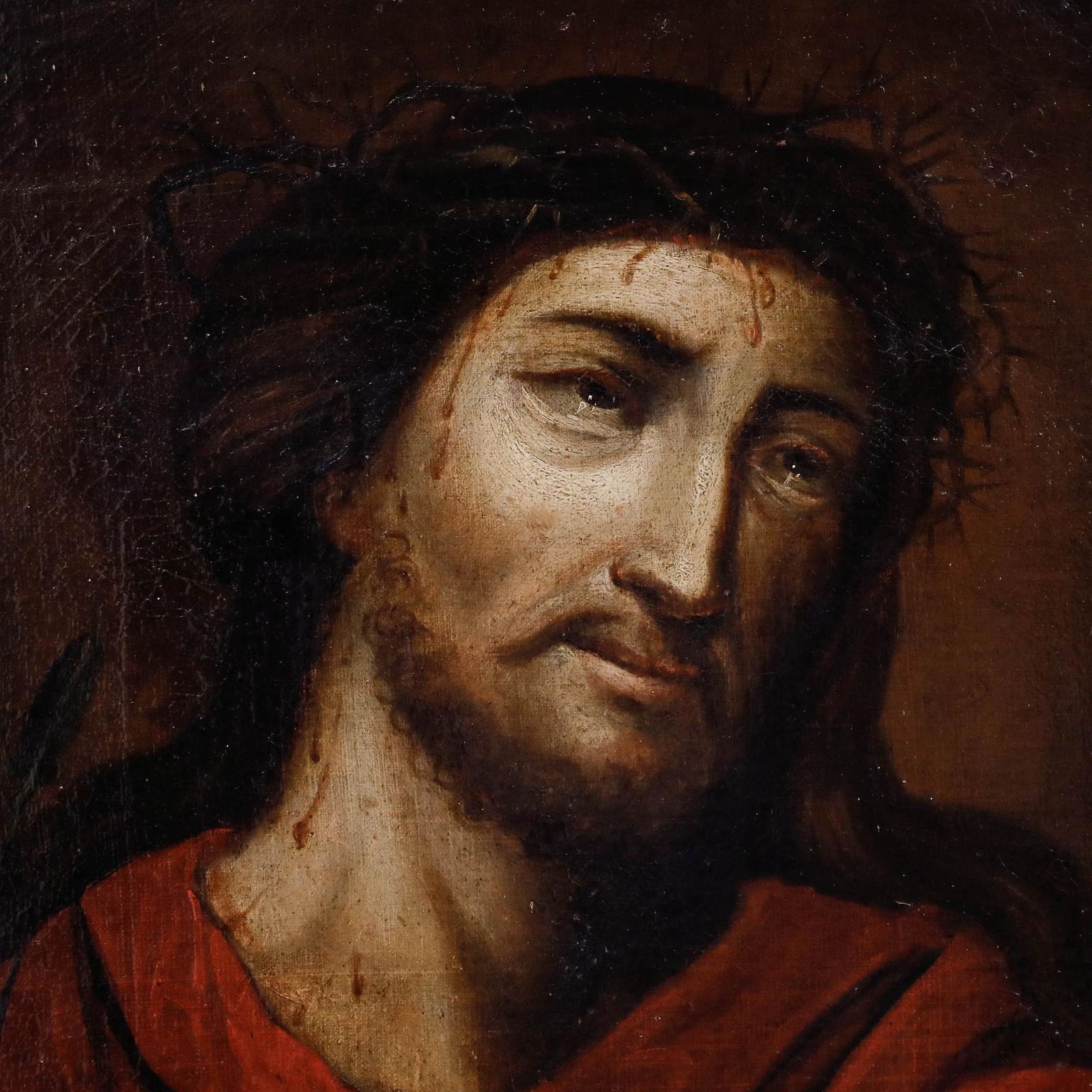 Framed 18th Century Oil Christ As The Man Of Sorrows photo Art