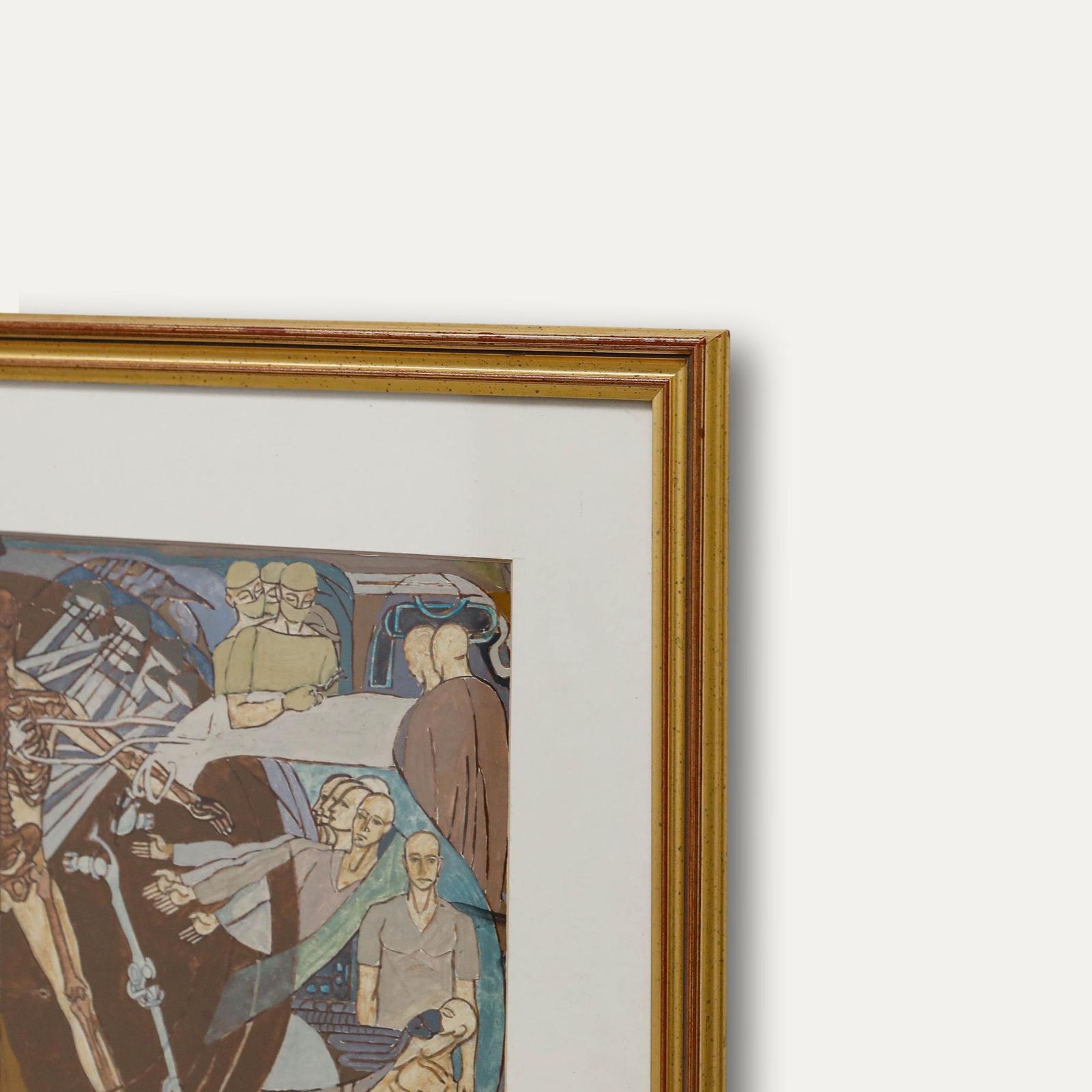 Framed 20th Century Gouache Vitruvian Man Of Medical Science photo vinterior