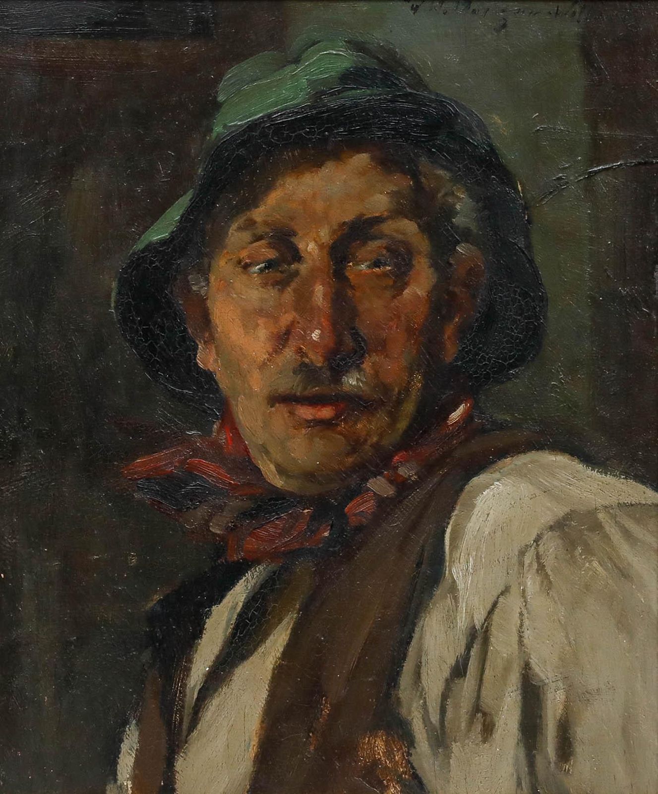 Willi Hans Berger Willing (1882 1969) Early 20th Century Oil, Rustic Gentleman photo furniture