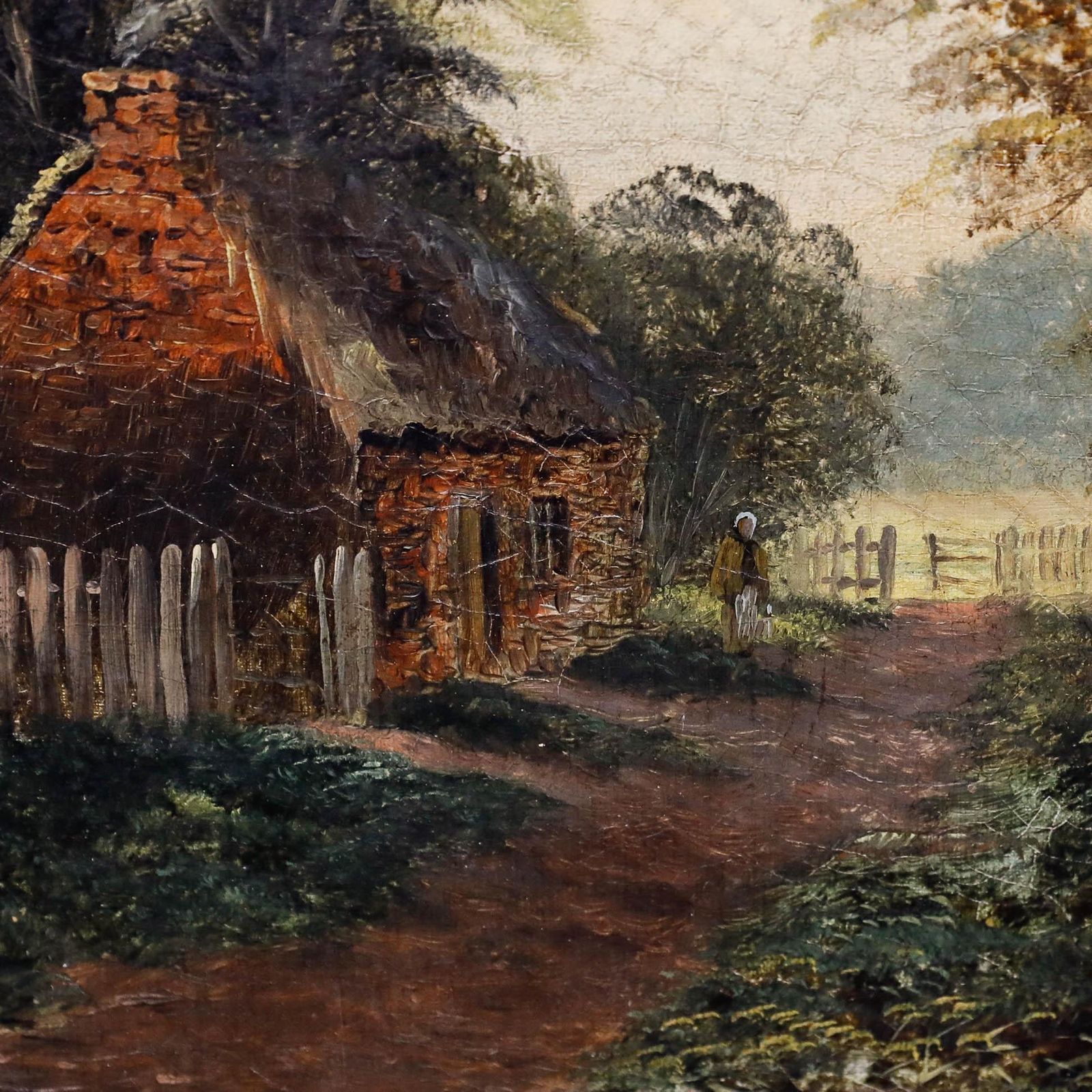 D. Price Framed 1881 Oil, The Lane To The Cottage photo Art
