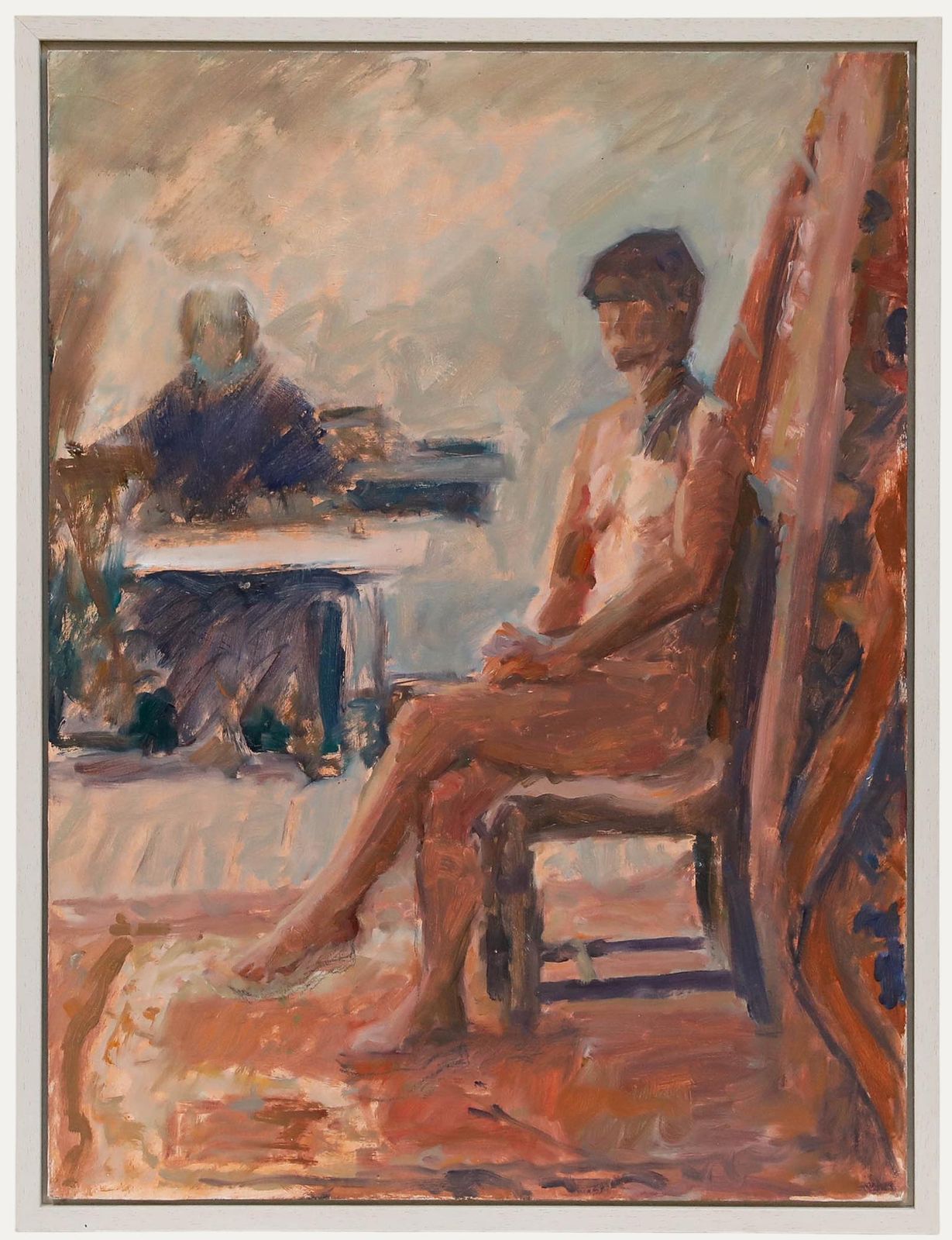 Pauline Plummer (B.1933) Framed 20th Century Oil, Seated Nude